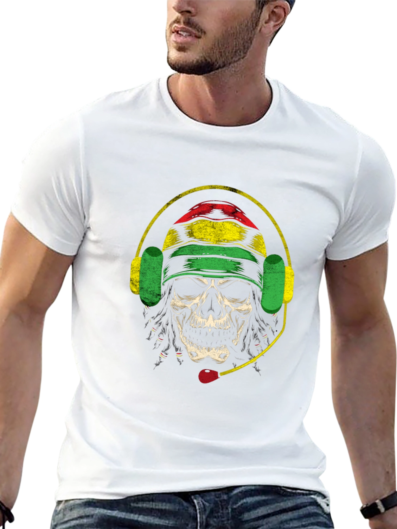 Skull Rastafarian Headset T-Shirt