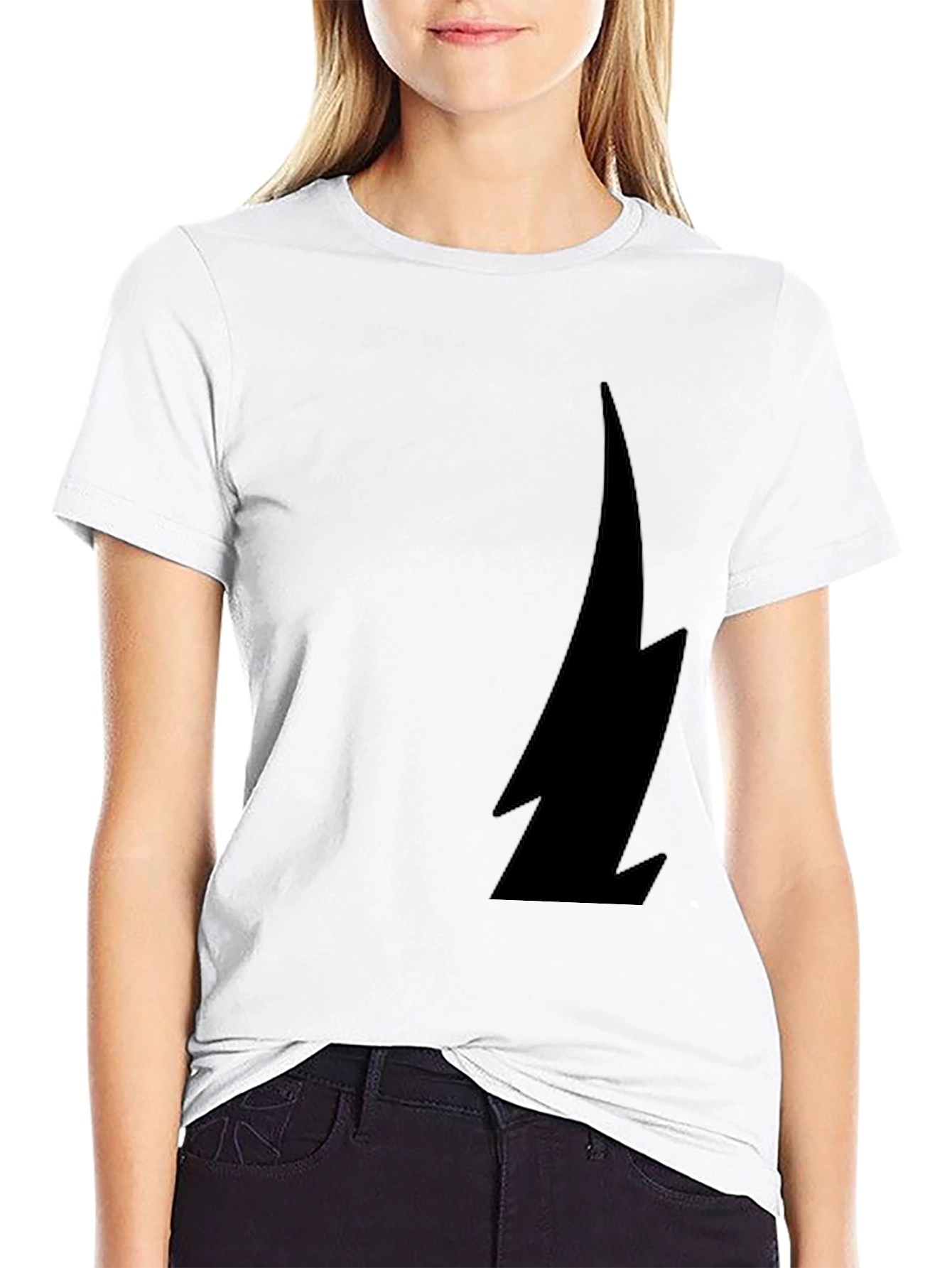 Bold Lightning Bolt Graphic Tee - Black