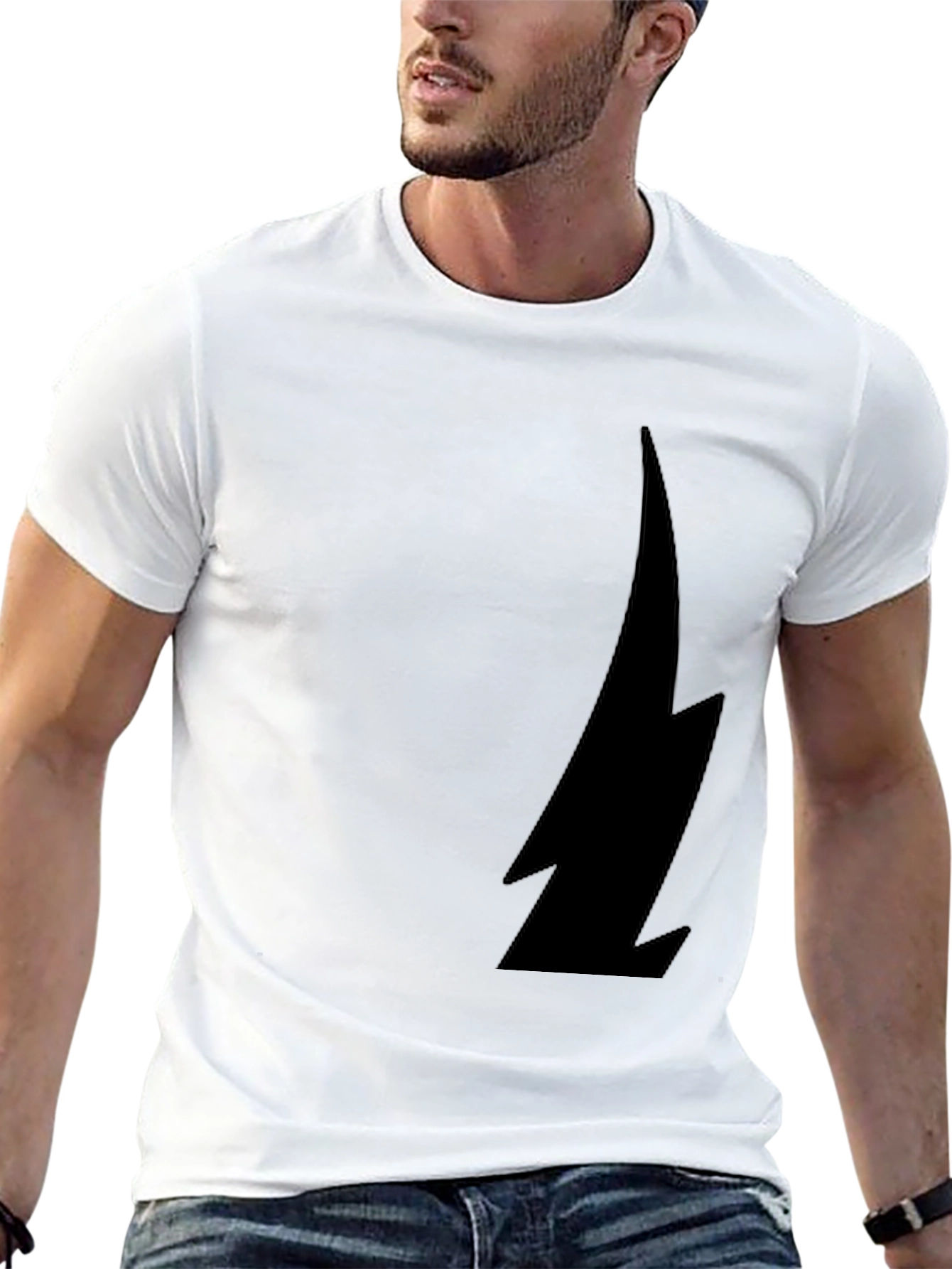 Bold Lightning Bolt Graphic Tee - Black