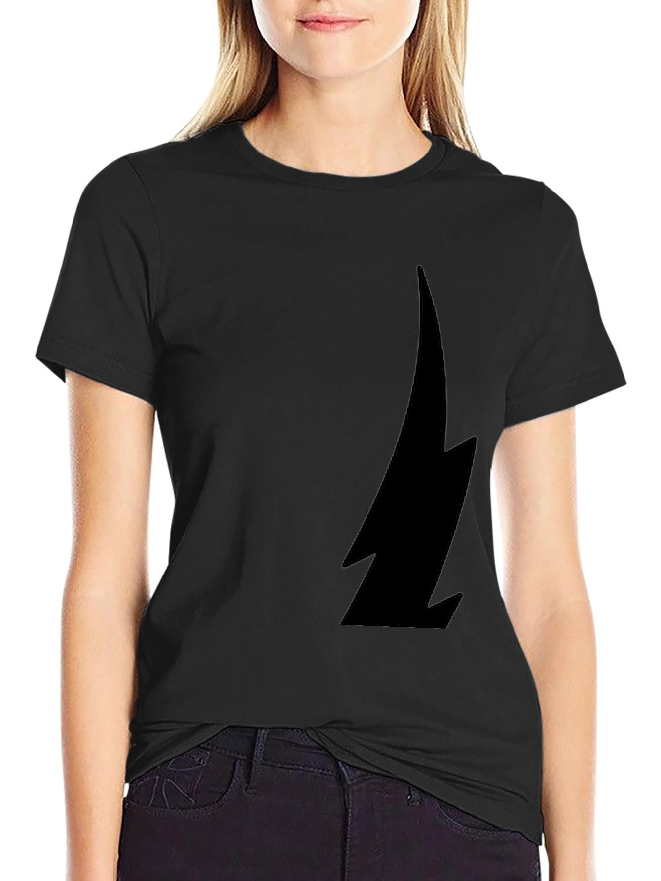 Bold Lightning Bolt Graphic Tee - Black