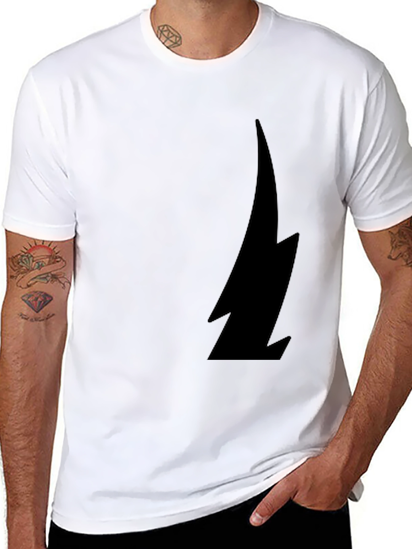 Bold Lightning Bolt Graphic Tee - Black