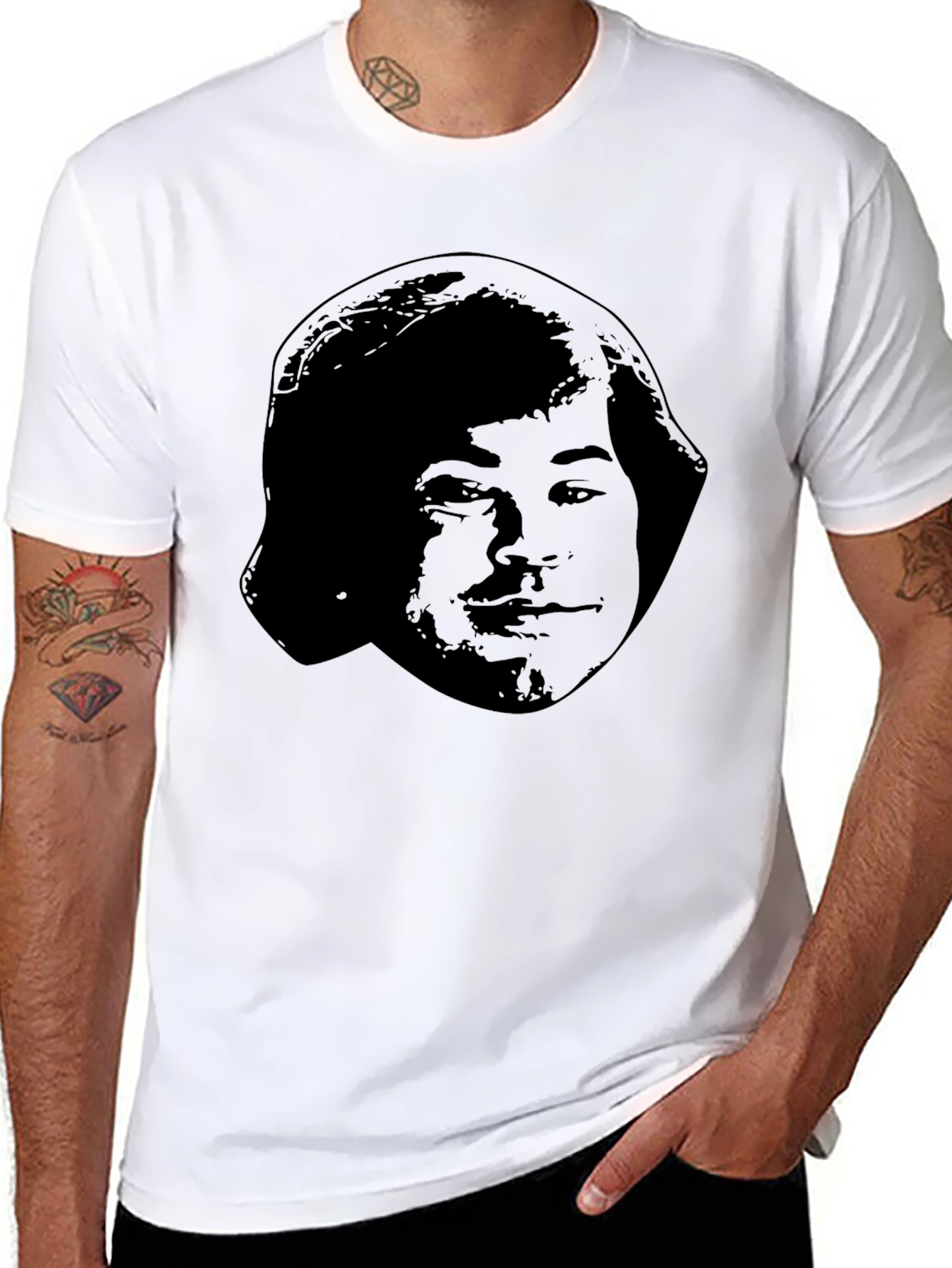 Black T-Shirt with Face Graphic