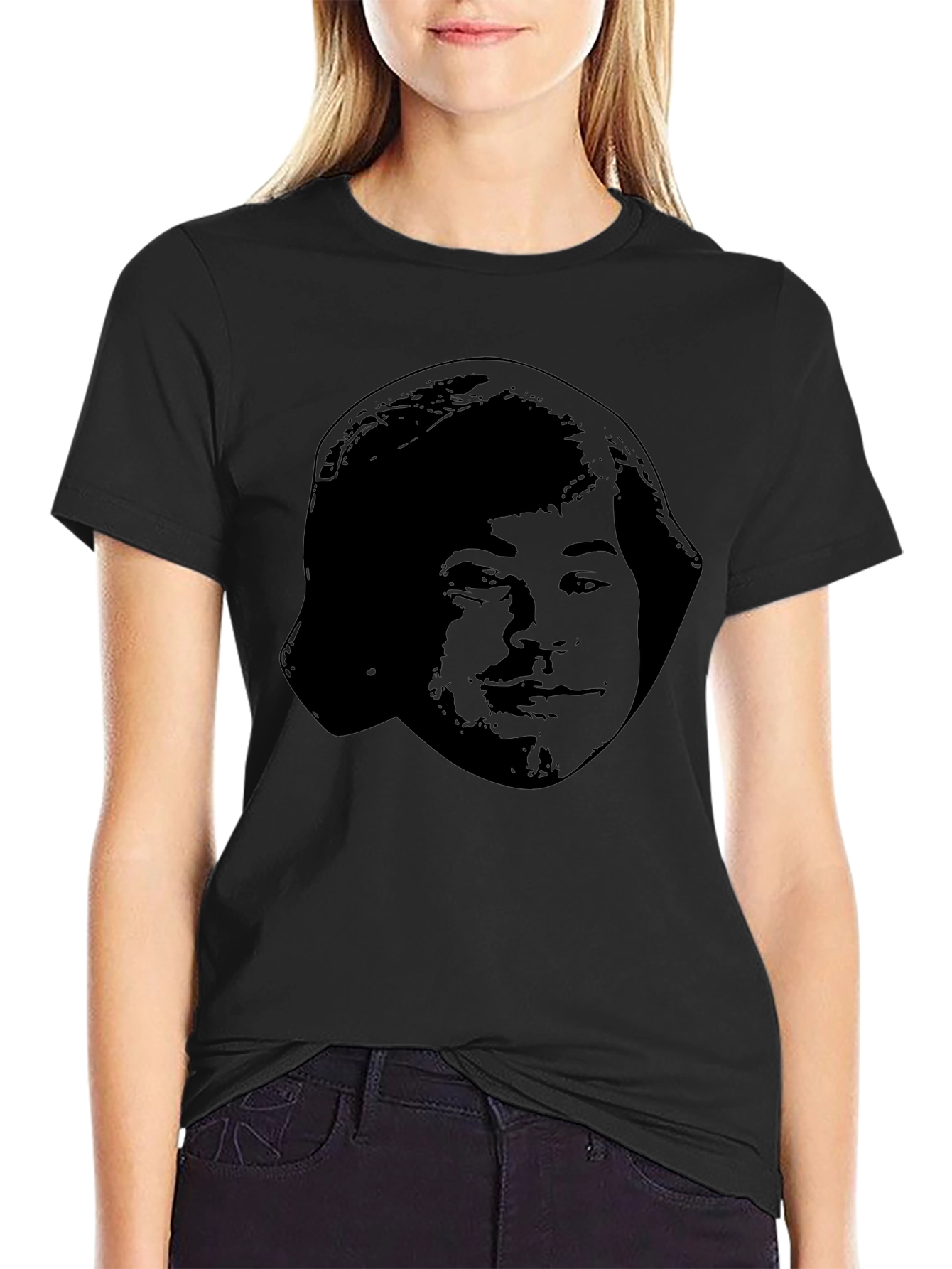 Black T-Shirt with Face Graphic