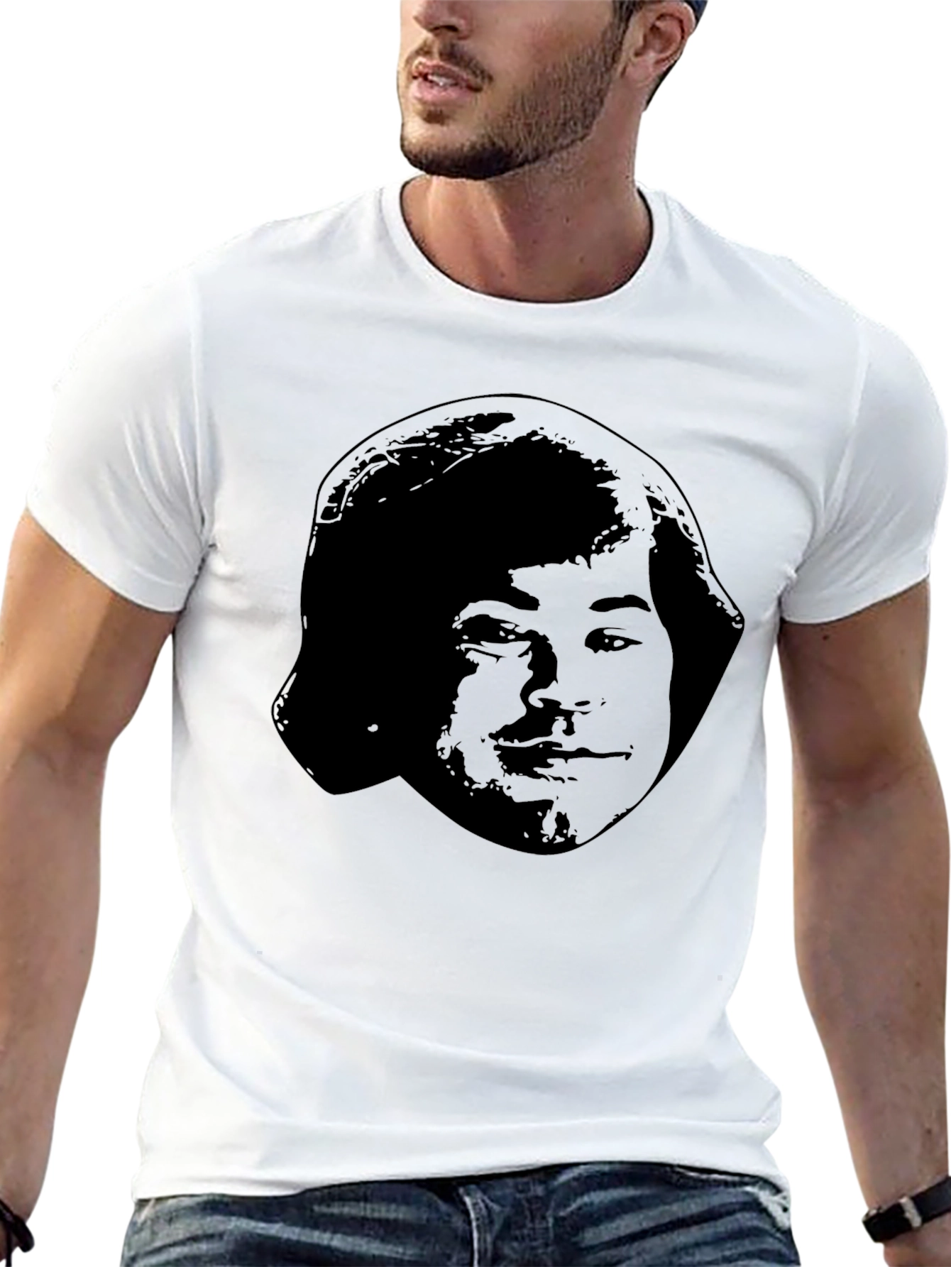 Black T-Shirt with Face Graphic