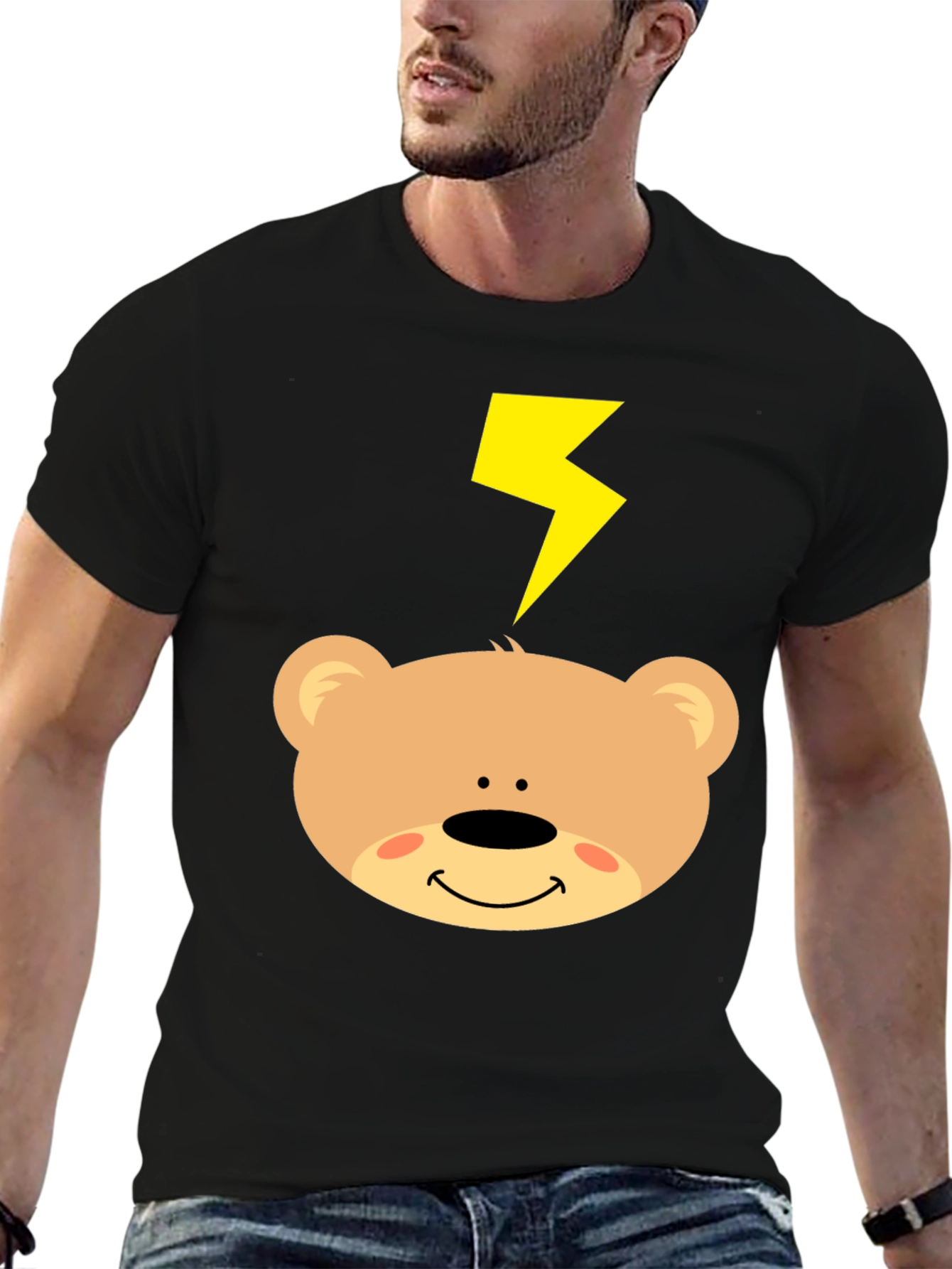 Cartoon Bear T-Shirt with Lightning Bolt