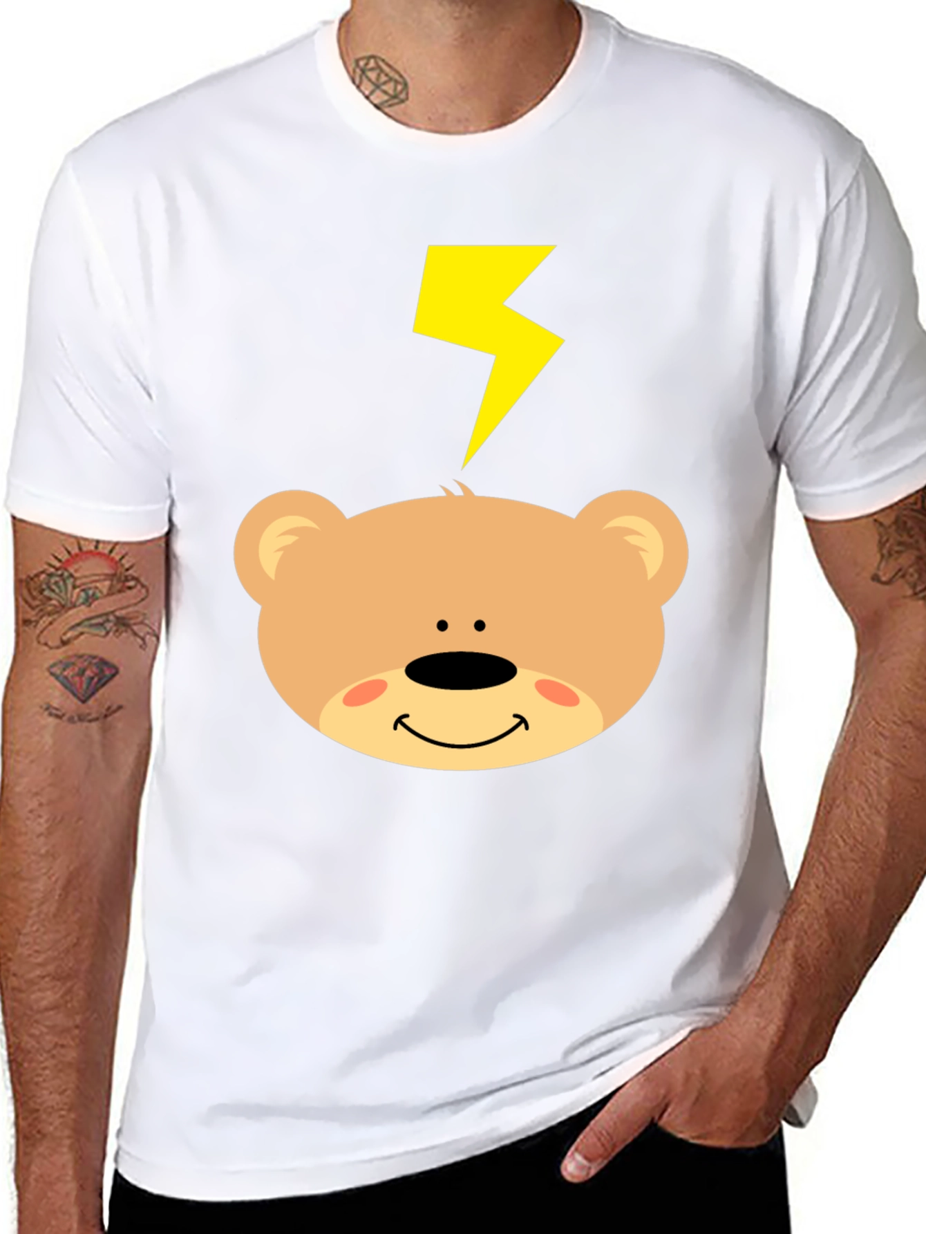 Cartoon Bear T-Shirt with Lightning Bolt