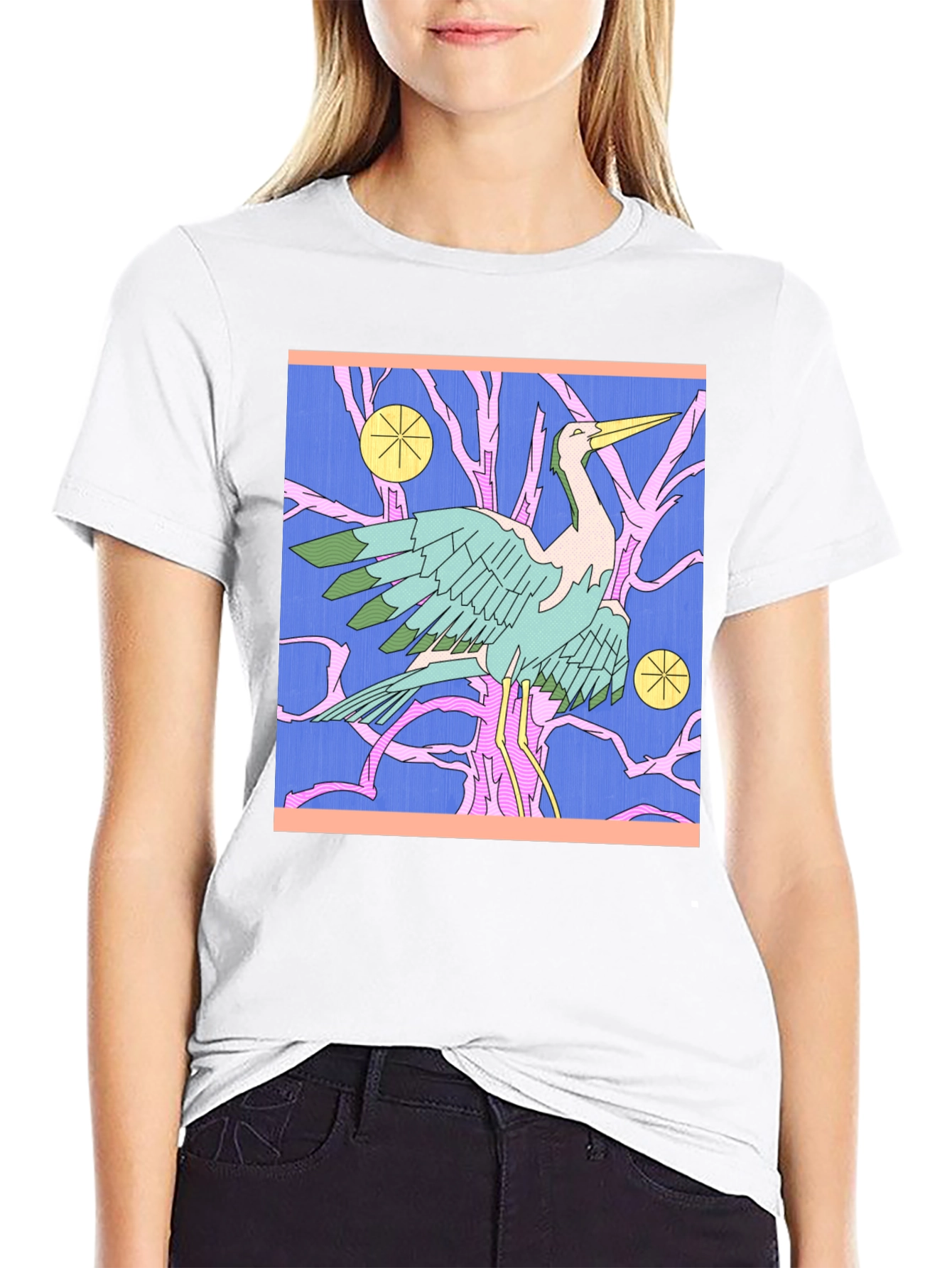 Graphic Tee with Heron Design