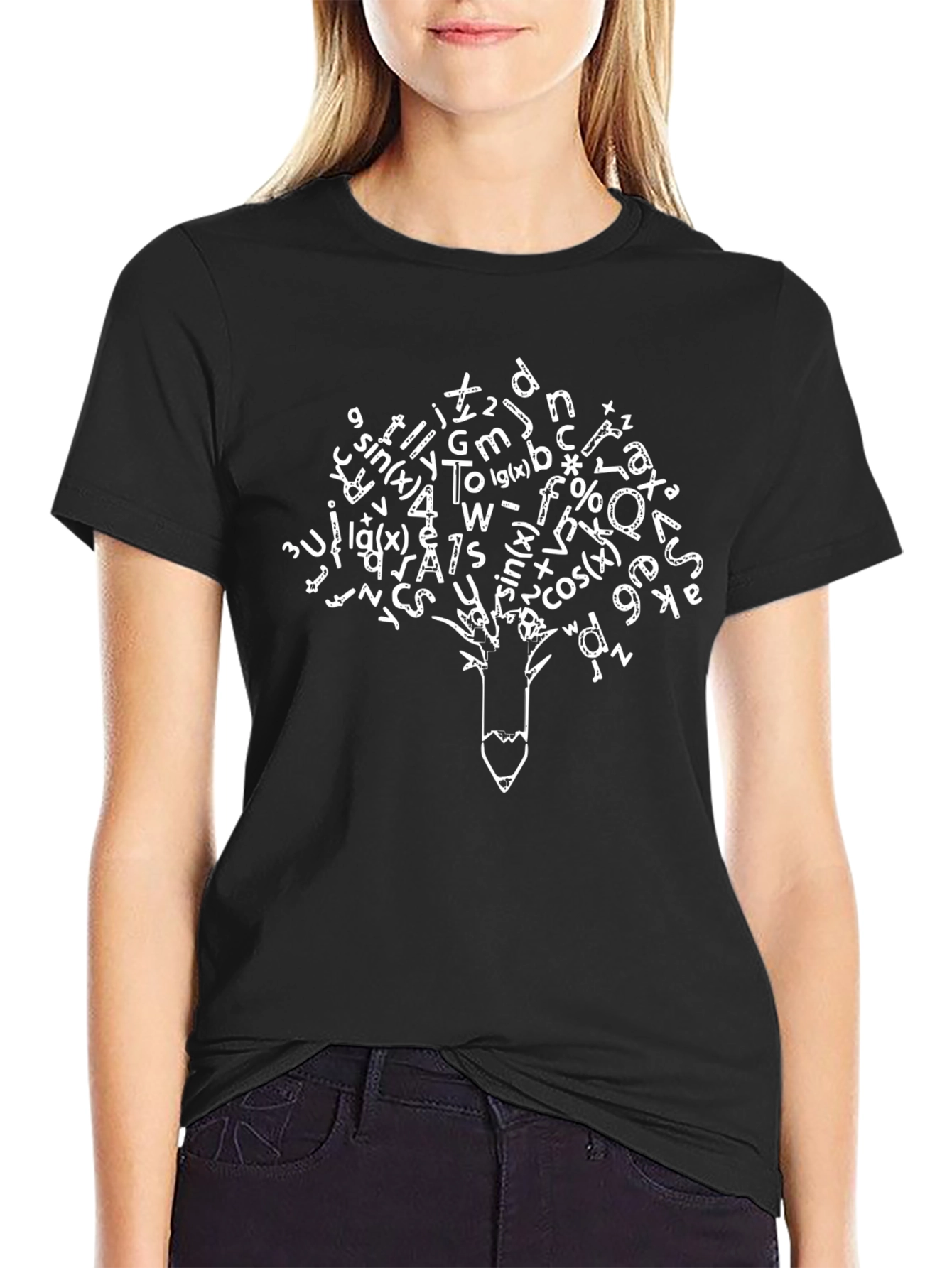 Math Tree Graphic Tee - Black Cotton Blend
