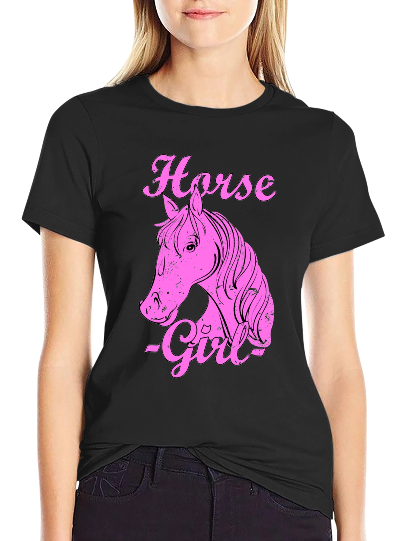 Horse Girl Graphic T-Shirt - Black Cotton Tee