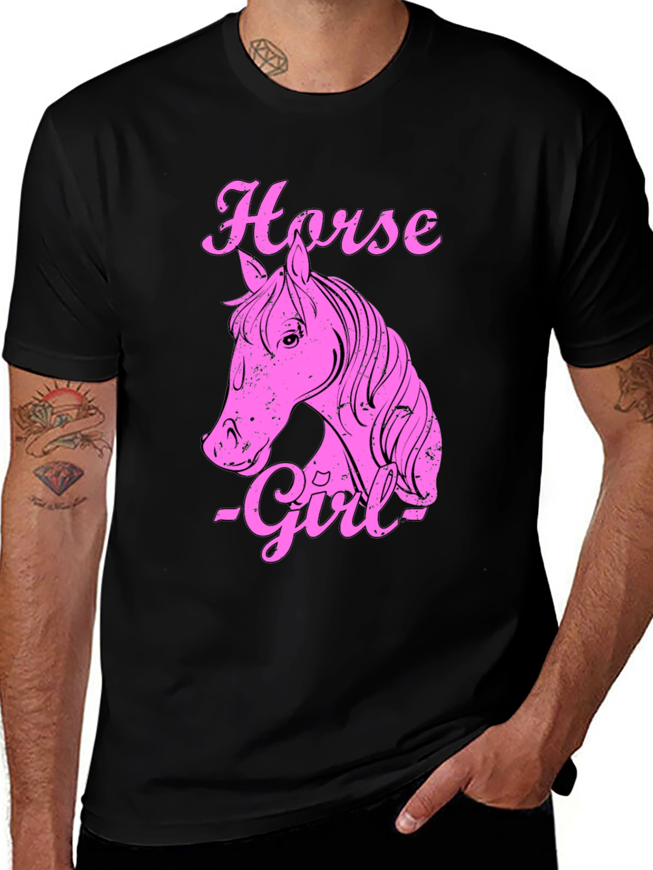 Horse Girl Graphic T-Shirt - Black Cotton Tee