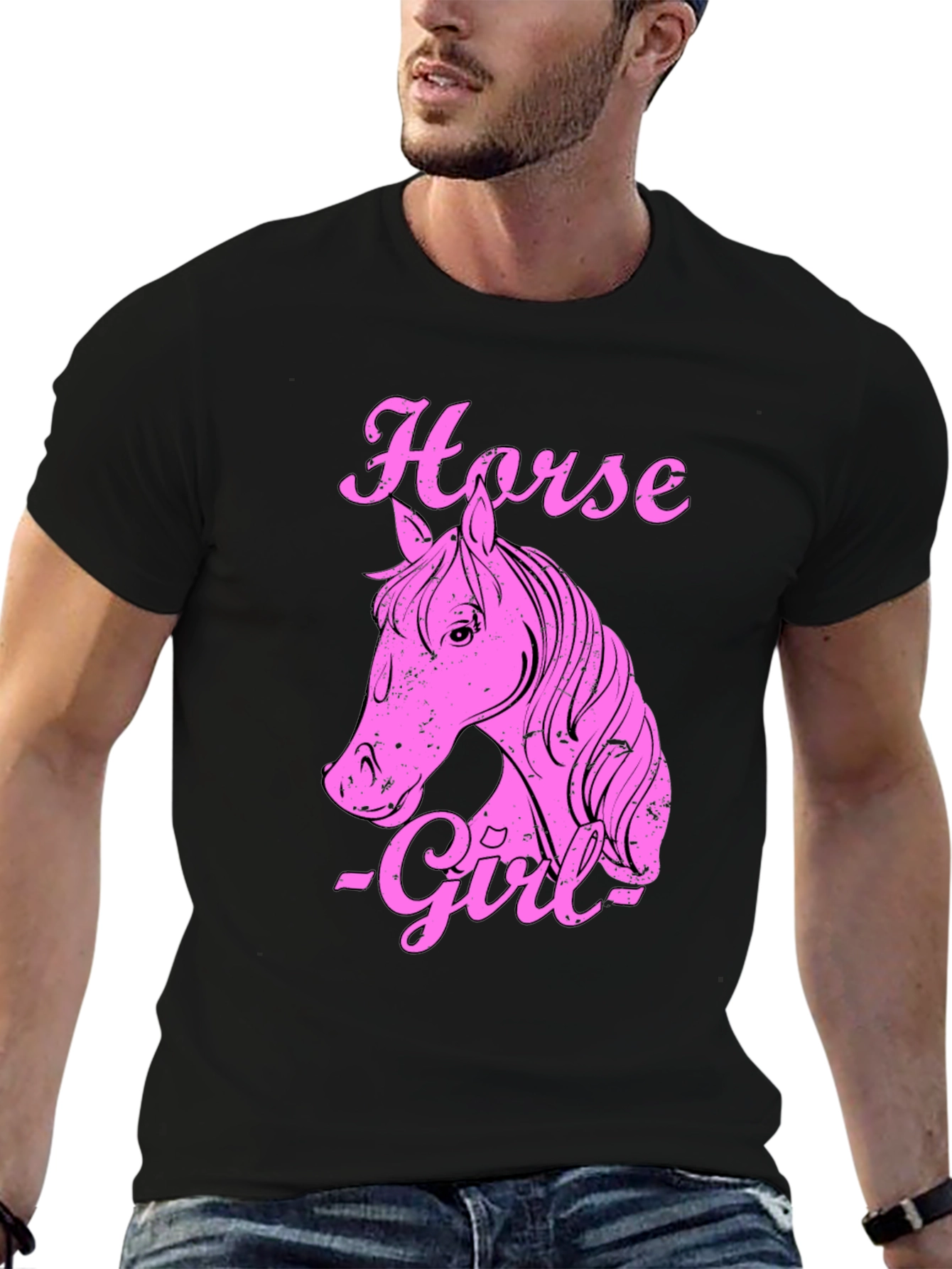 Horse Girl Graphic T-Shirt - Black Cotton Tee