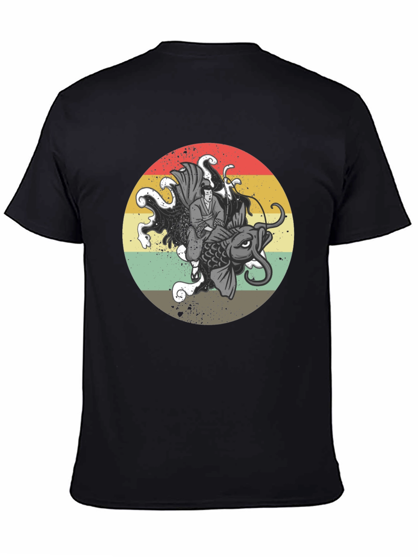 Samurai Koi Fish Graphic T-Shirt - Retro Japanese Art