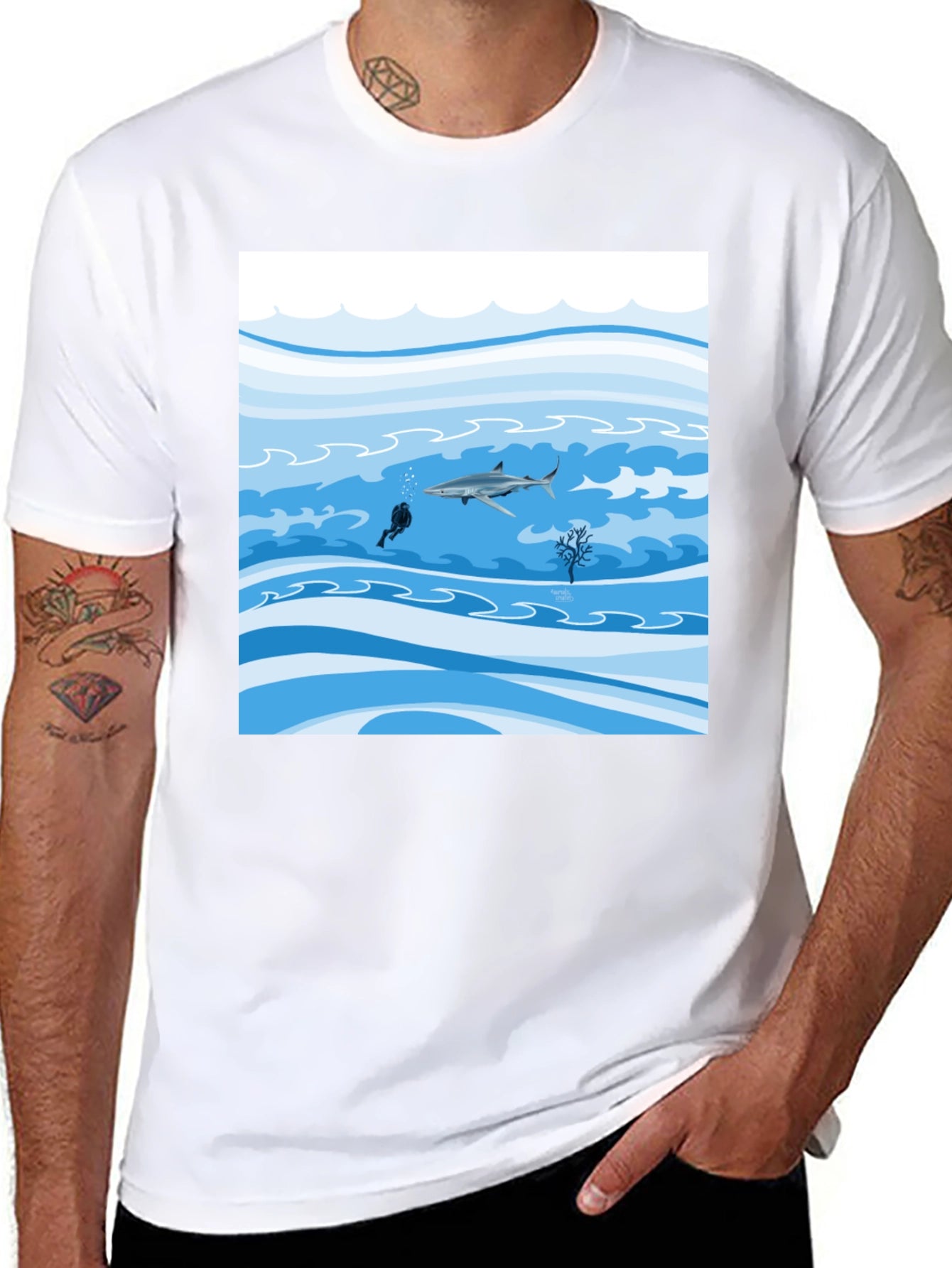 Black Shark Diver Graphic Tee