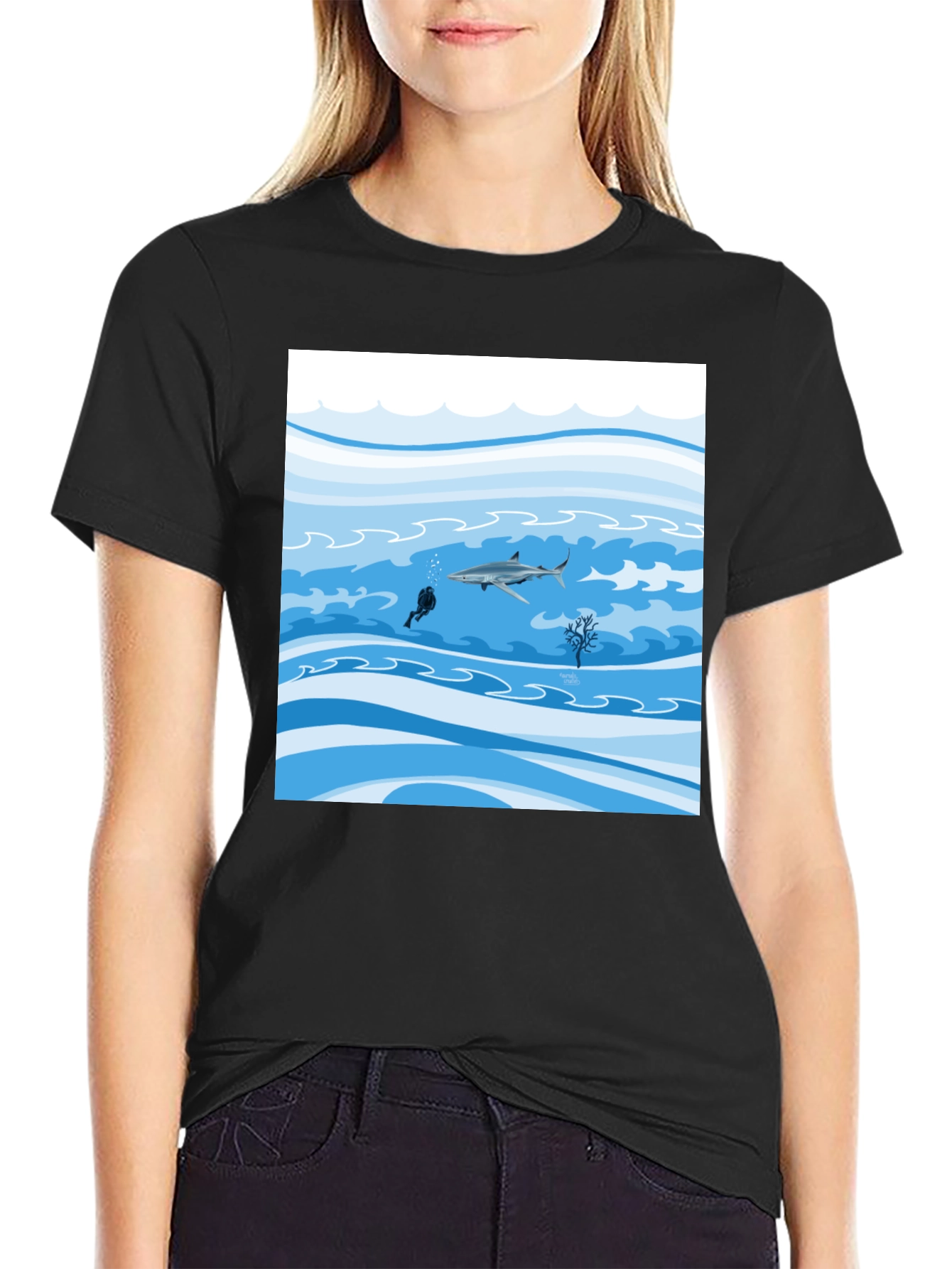 Black Shark Diver Graphic Tee