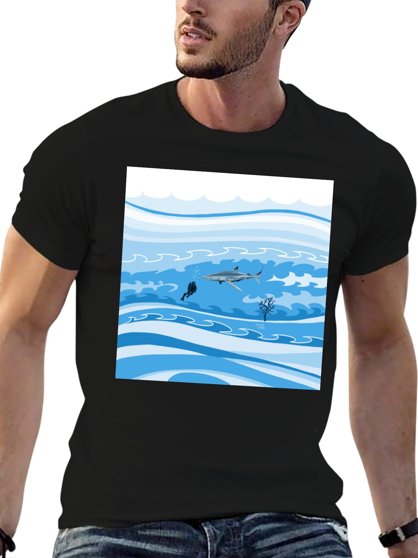 Black Shark Diver Graphic Tee