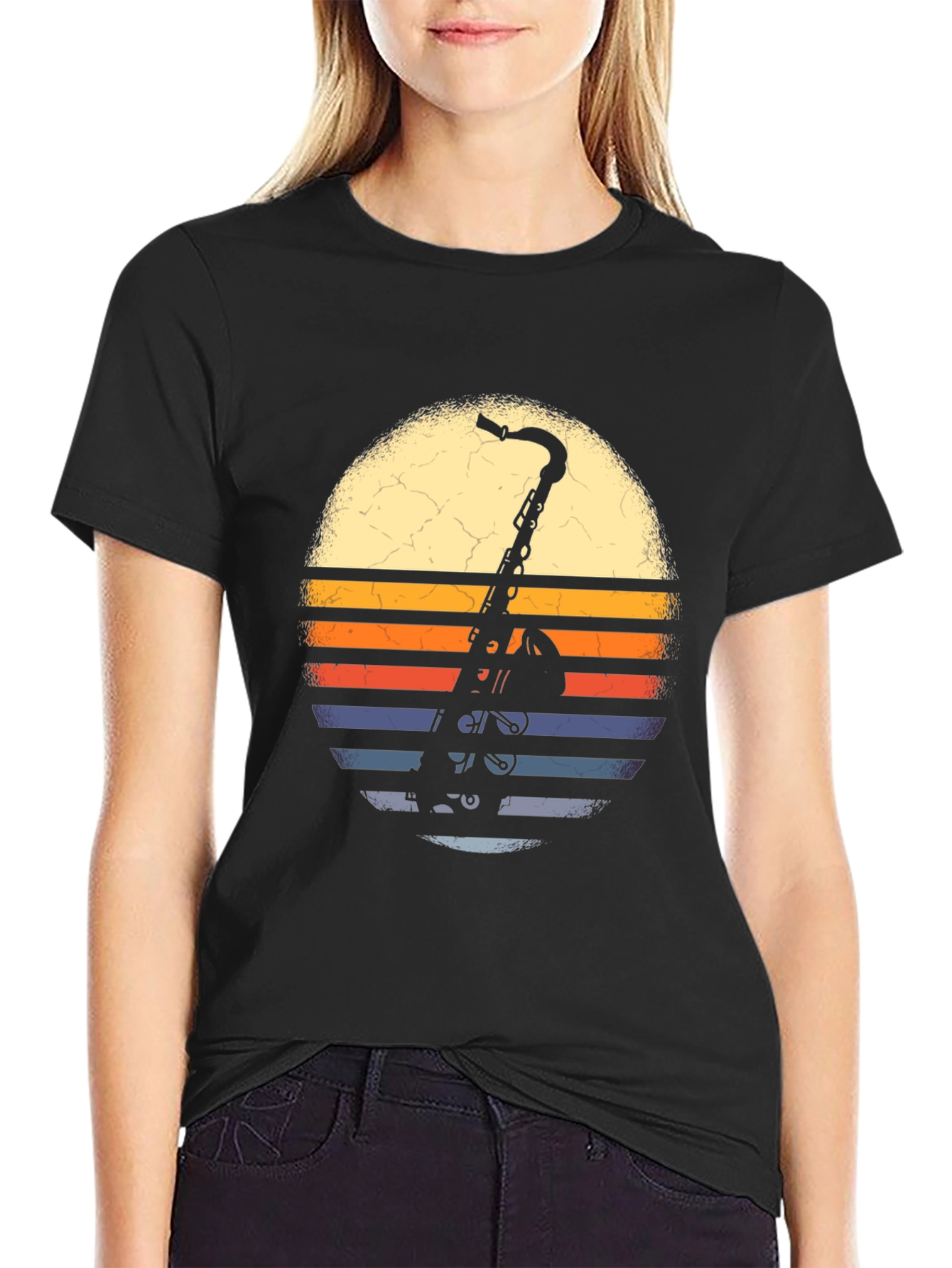 Saxophone Sunset Graphic T-Shirt