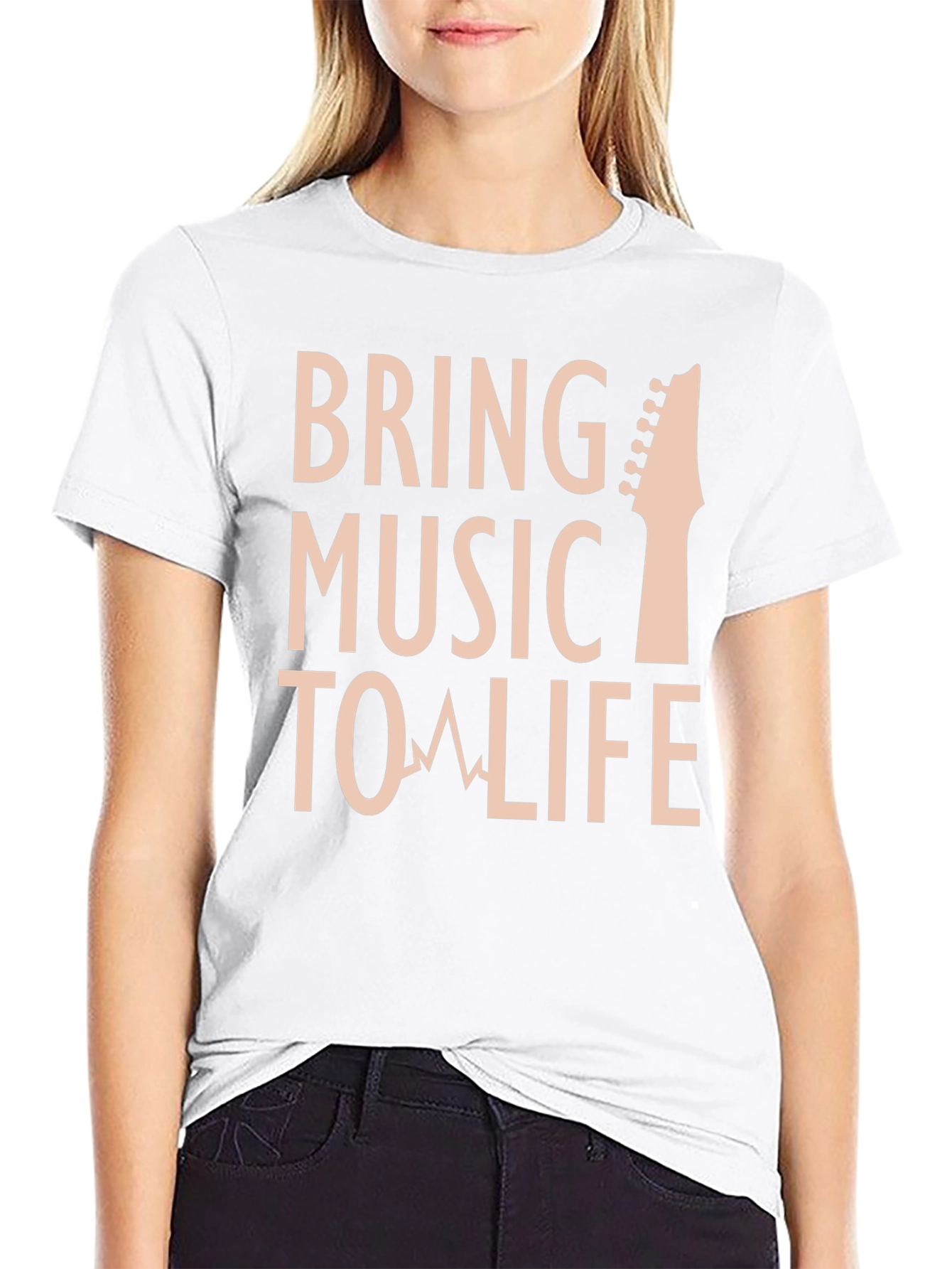 Bring Music To Life T-Shirt Guitar Headstock Design