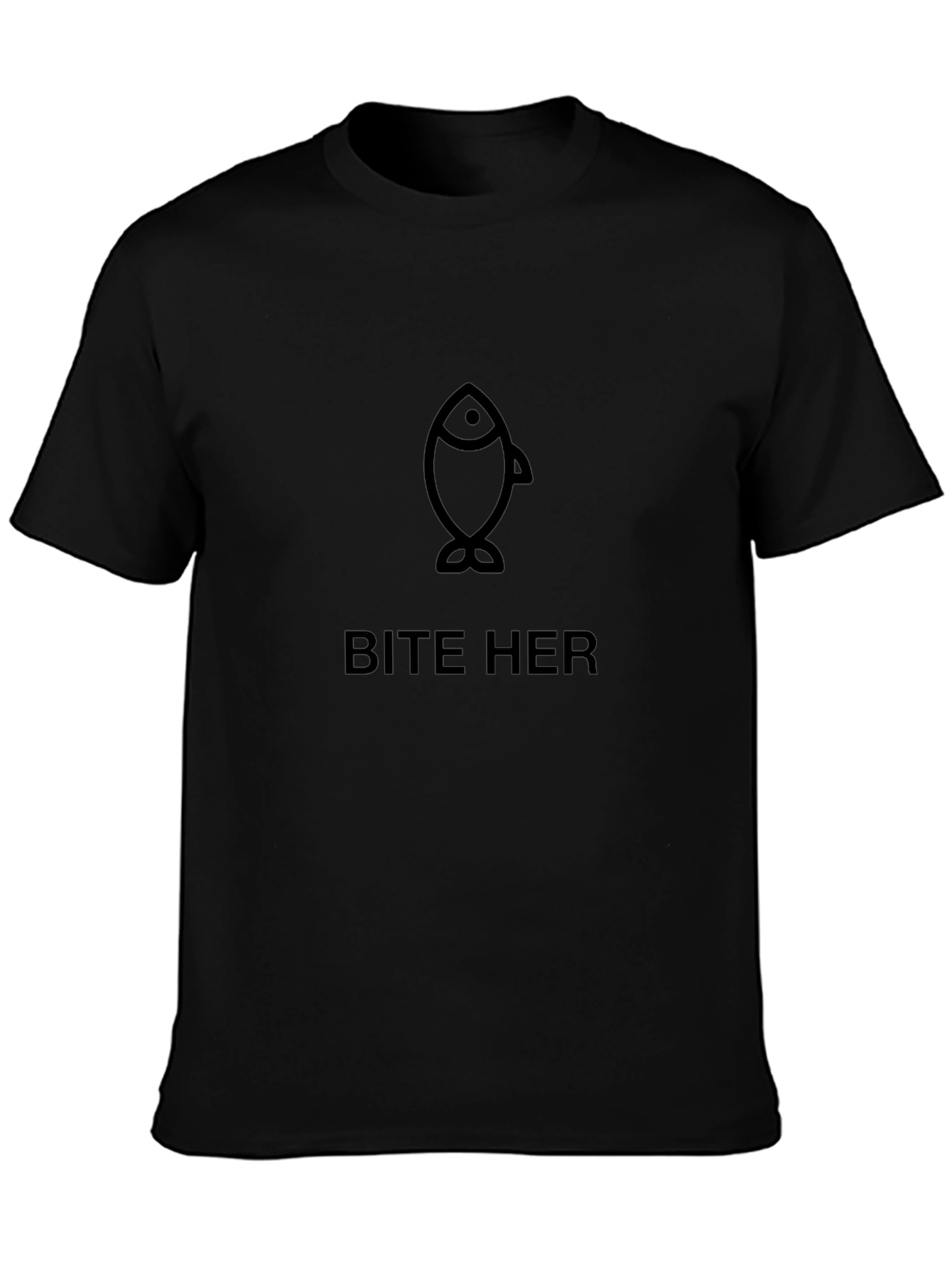 Bite Her Fish Graphic Black T-Shirt