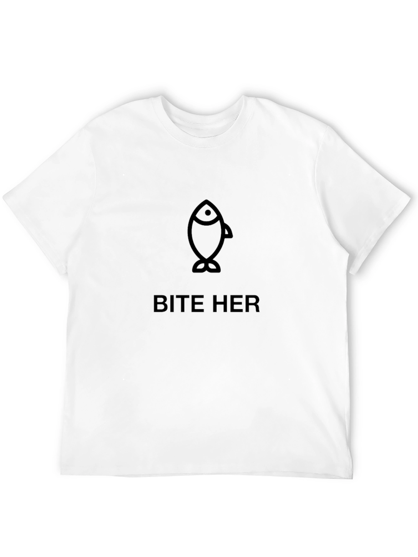 Bite Her Fish Graphic Black T-Shirt