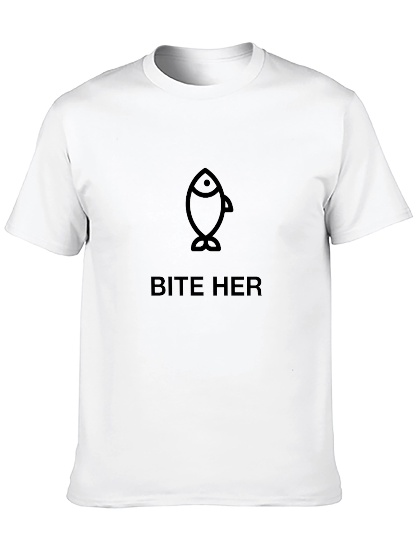 Bite Her Fish Graphic Black T-Shirt