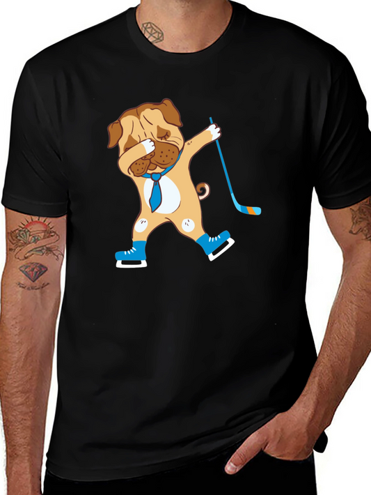 Dabbing Dog Hockey Player Graphic Tee