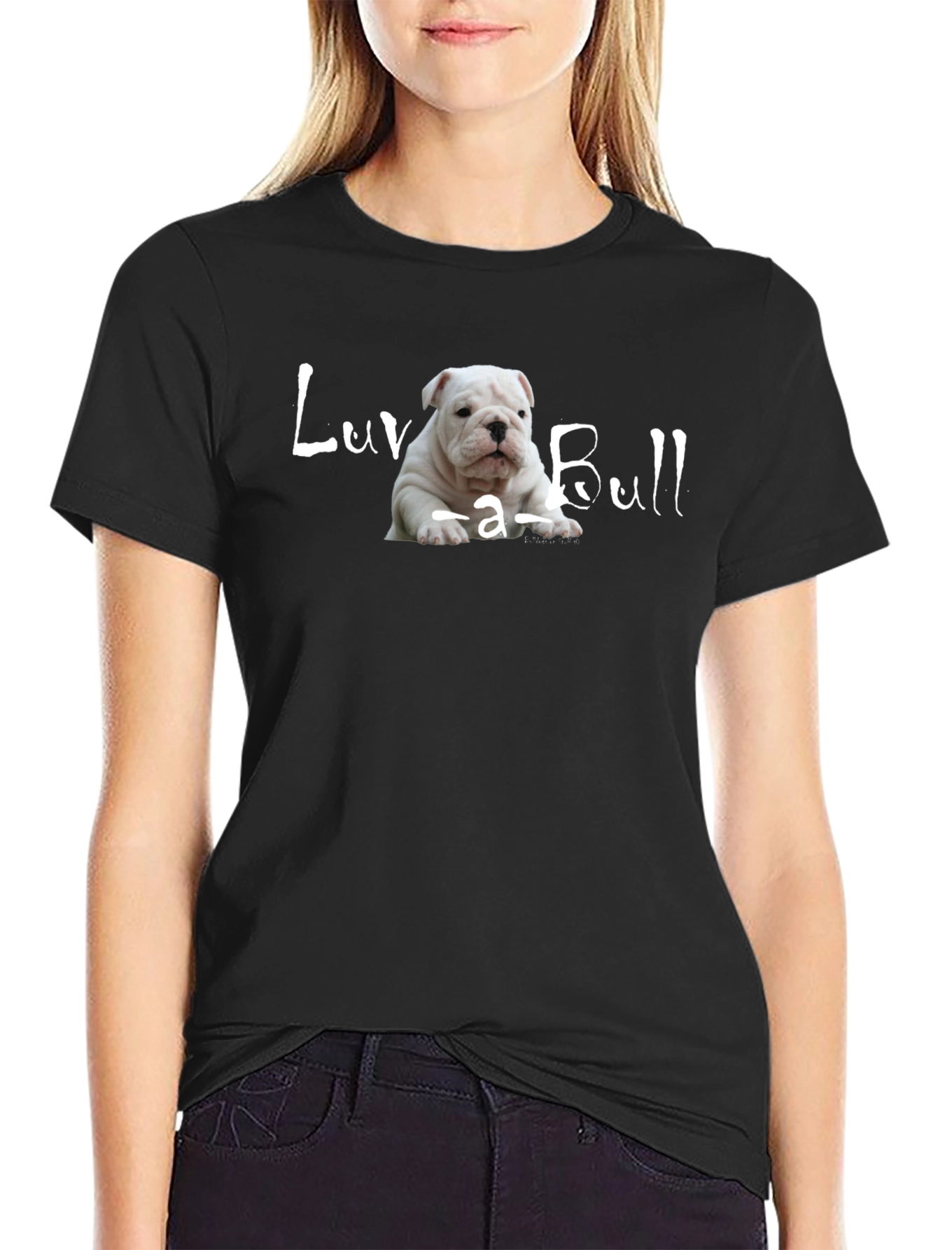 Luv-a-Bull Bulldog Puppy Black T-Shirt