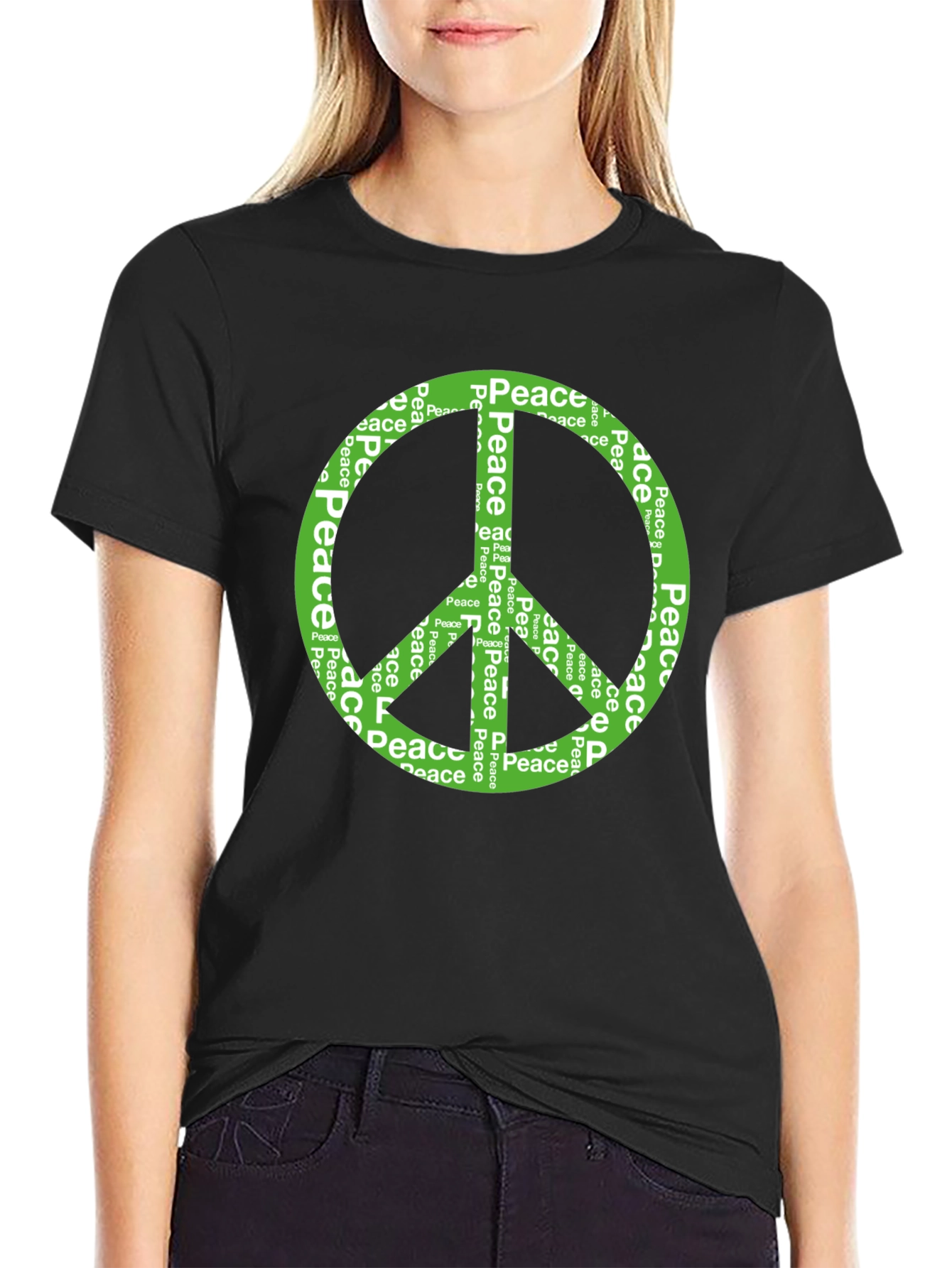 Peace Sign Graphic Tee - Black