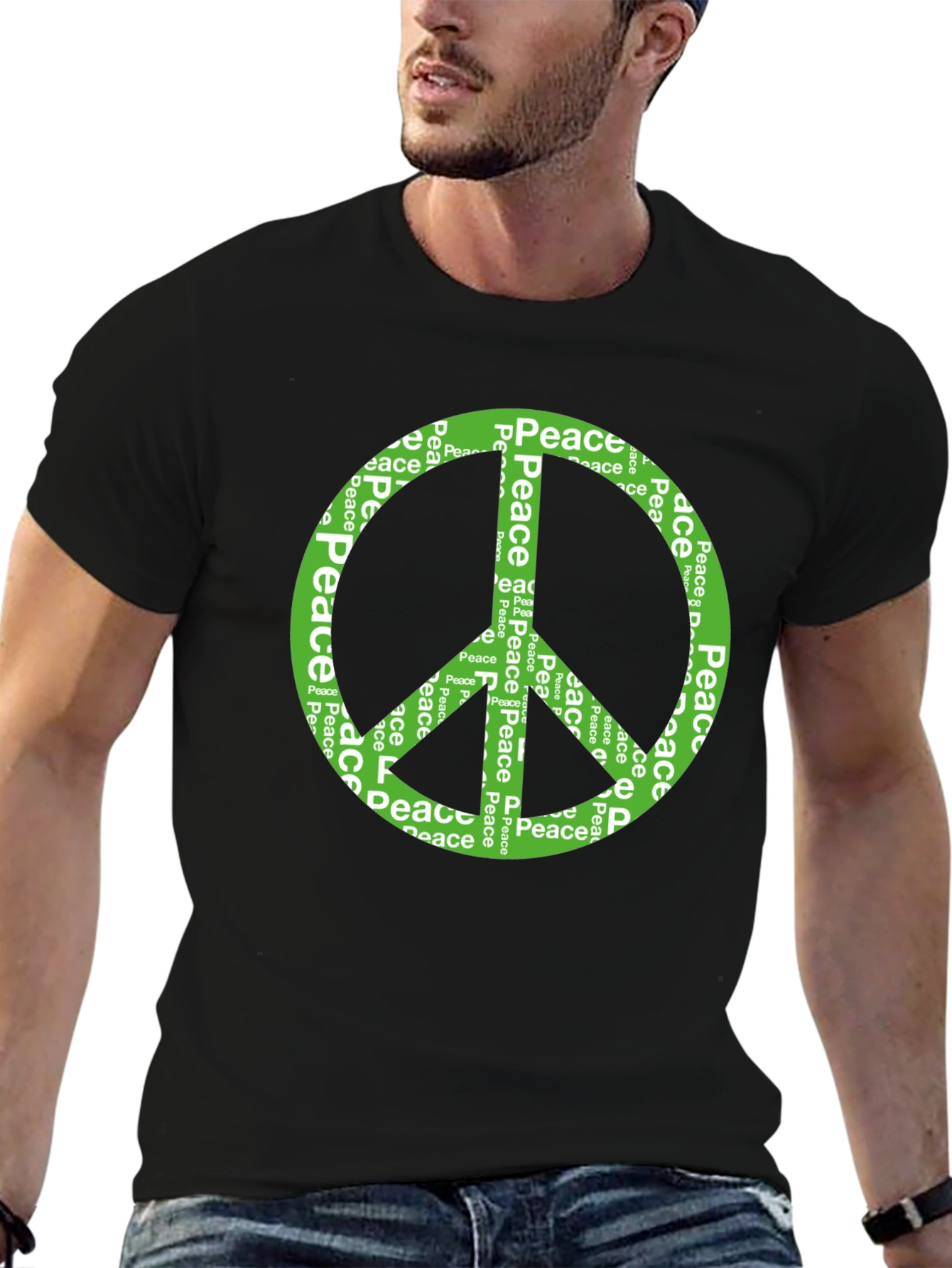 Peace Sign Graphic Tee - Black