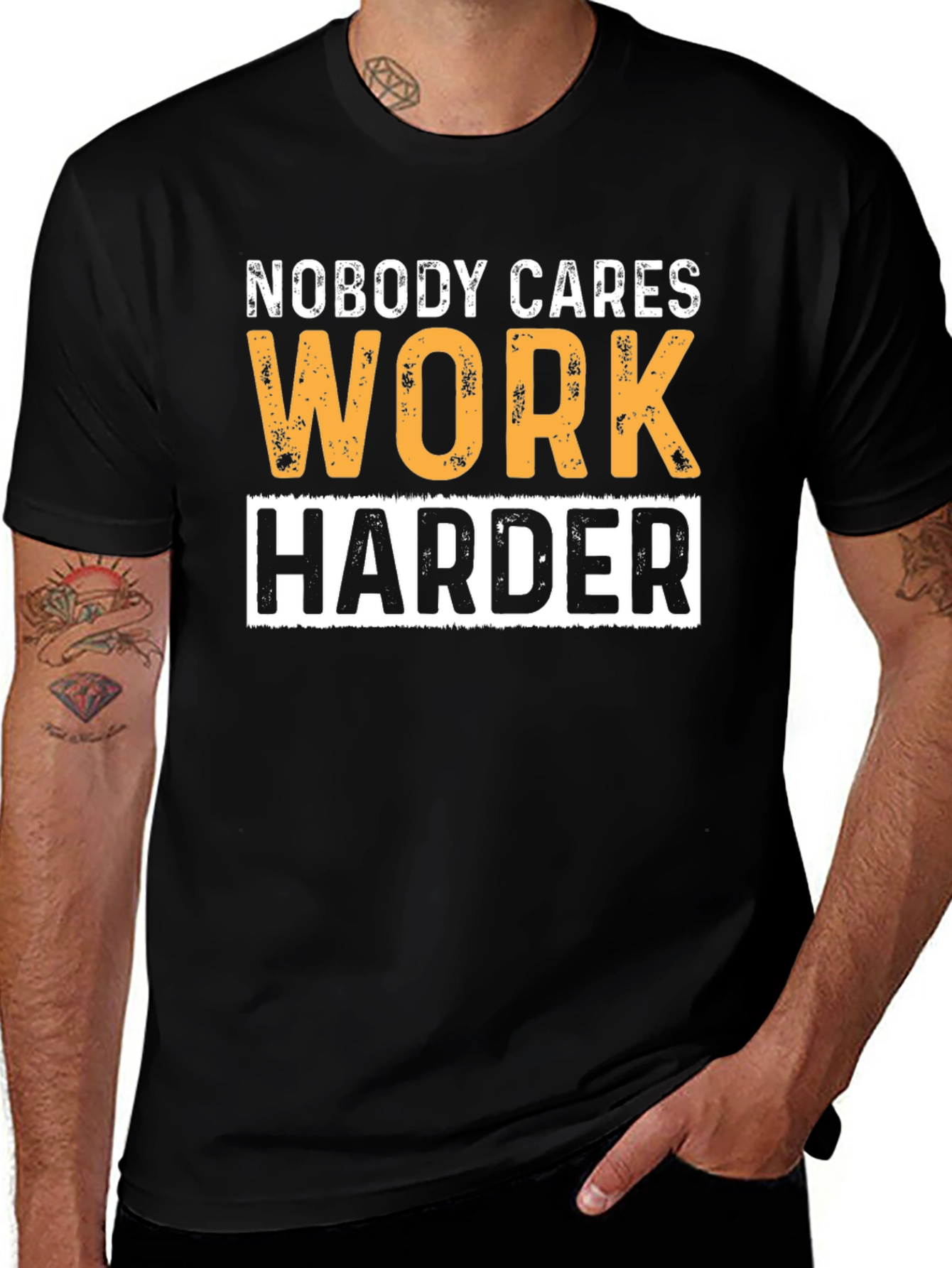 Motivational Workout T-Shirt: Nobody Cares Work Harder