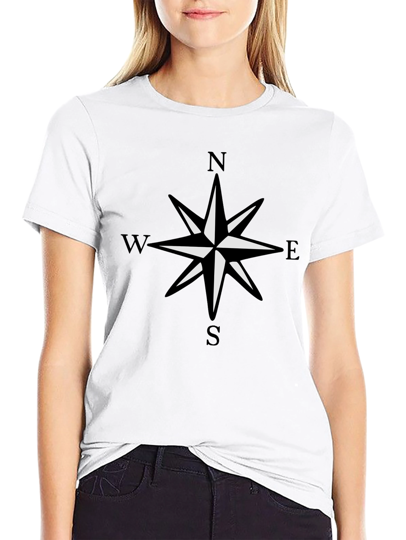 Compass Rose Graphic Black T-Shirt