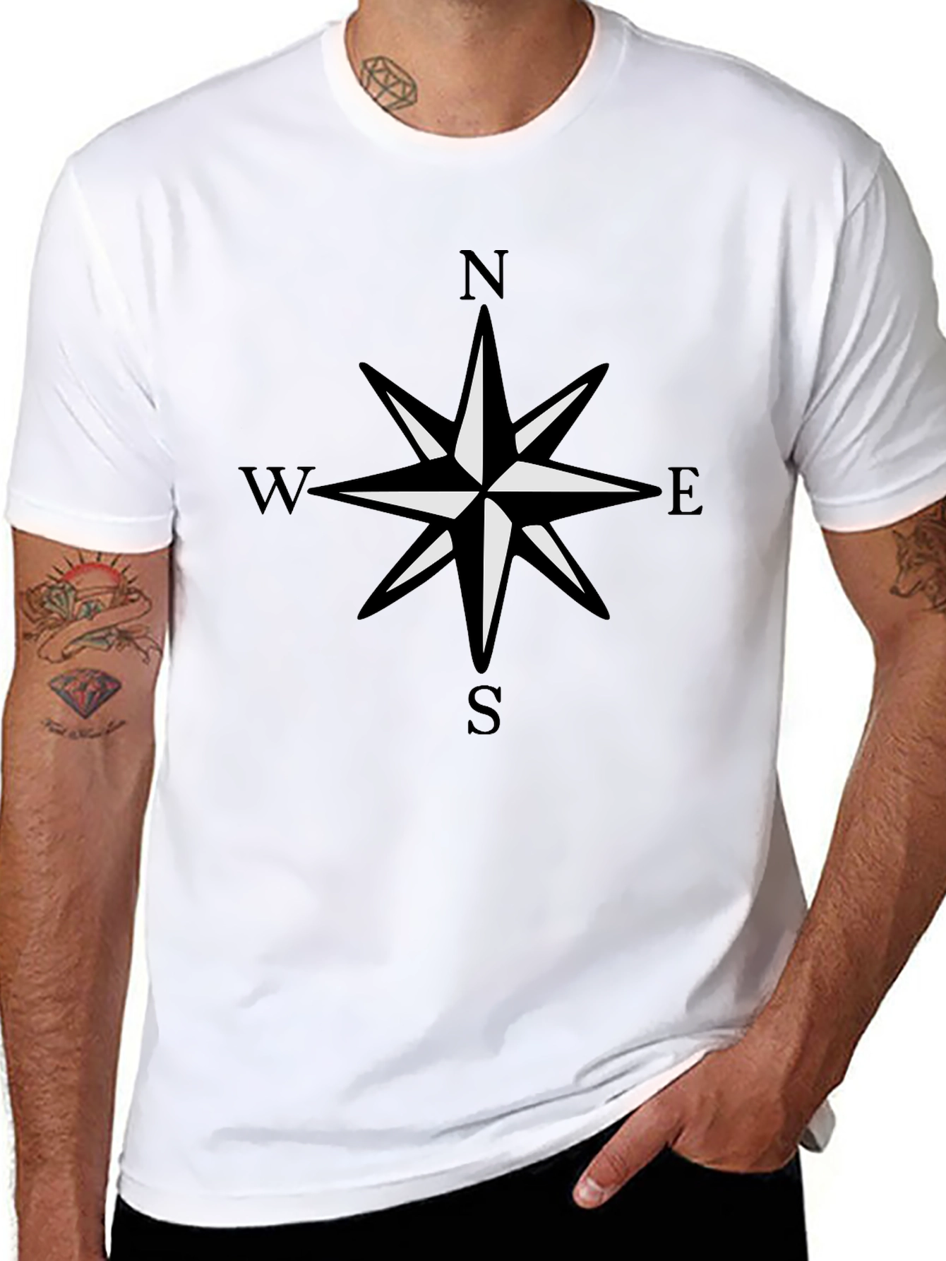 Compass Rose Graphic Black T-Shirt