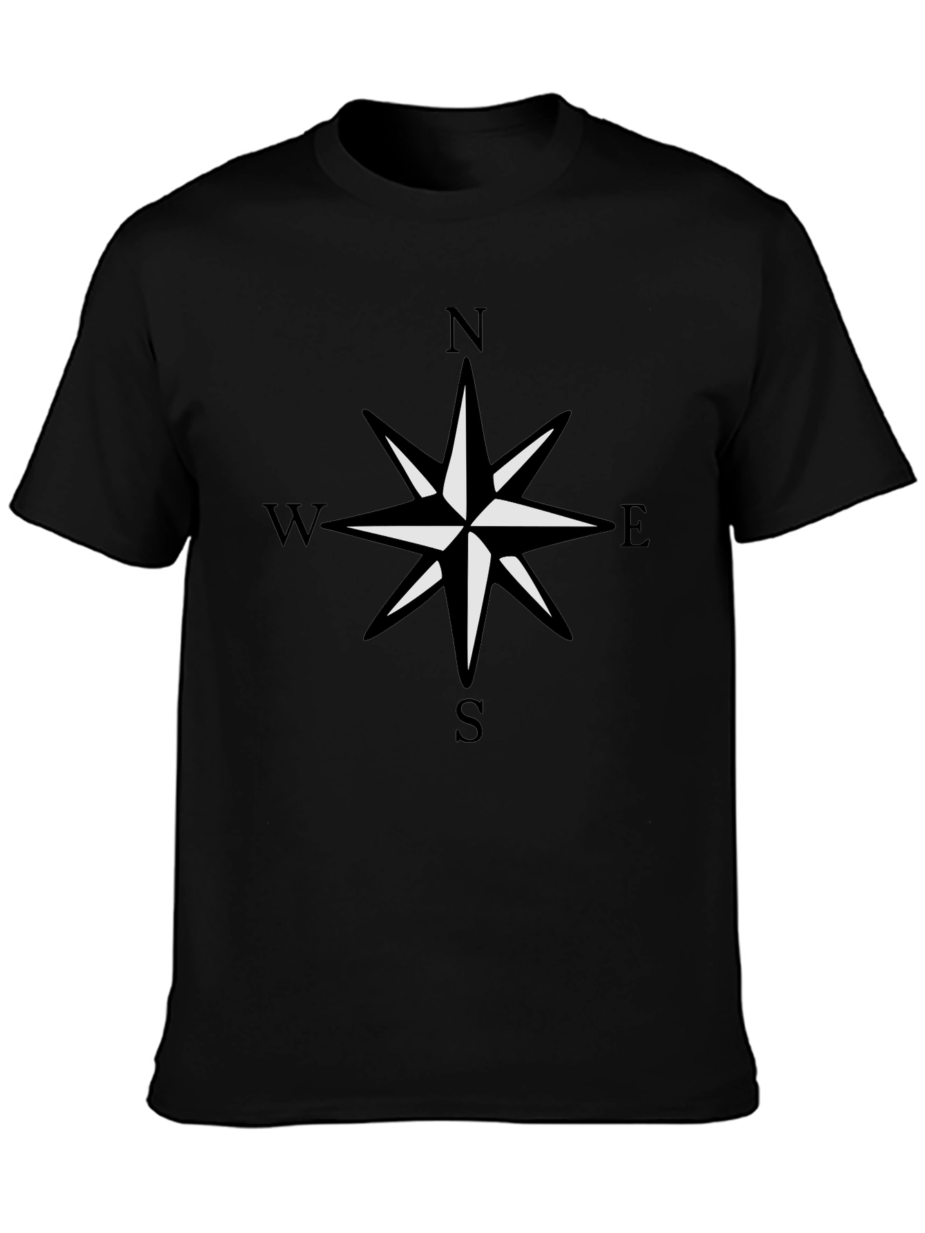 Compass Rose Graphic Black T-Shirt