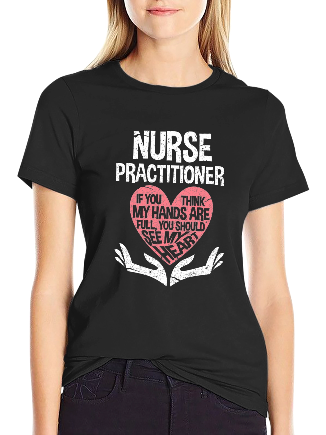 Nurse Practitioner Heart Hands Graphic T-Shirt