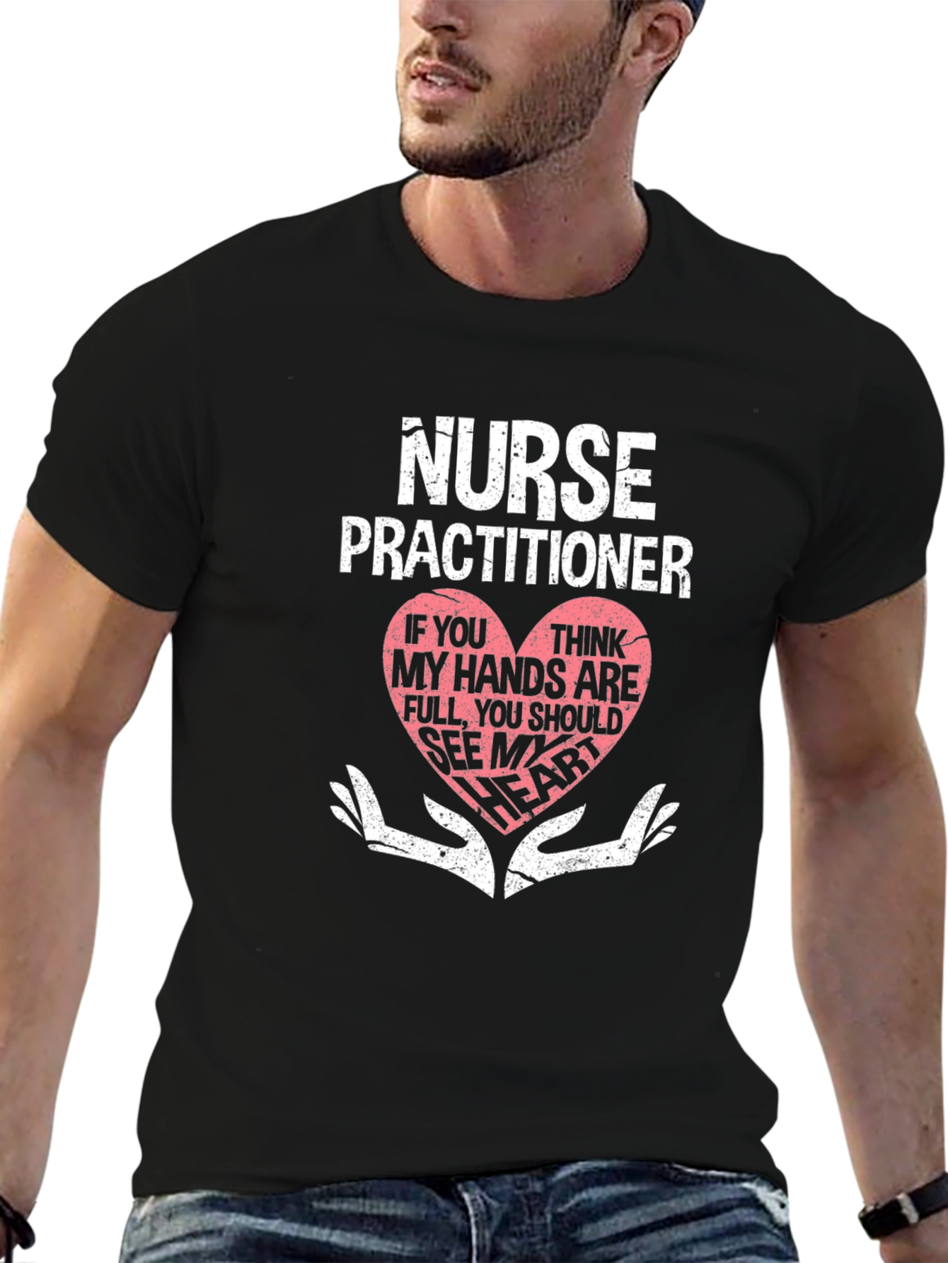 Nurse Practitioner Heart Hands Graphic T-Shirt