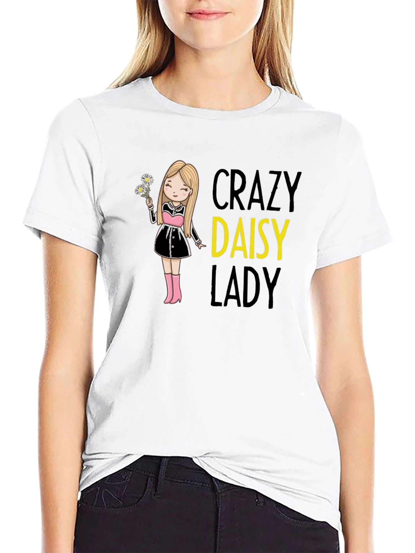 Crazy Daisy Lady Black T-Shirt