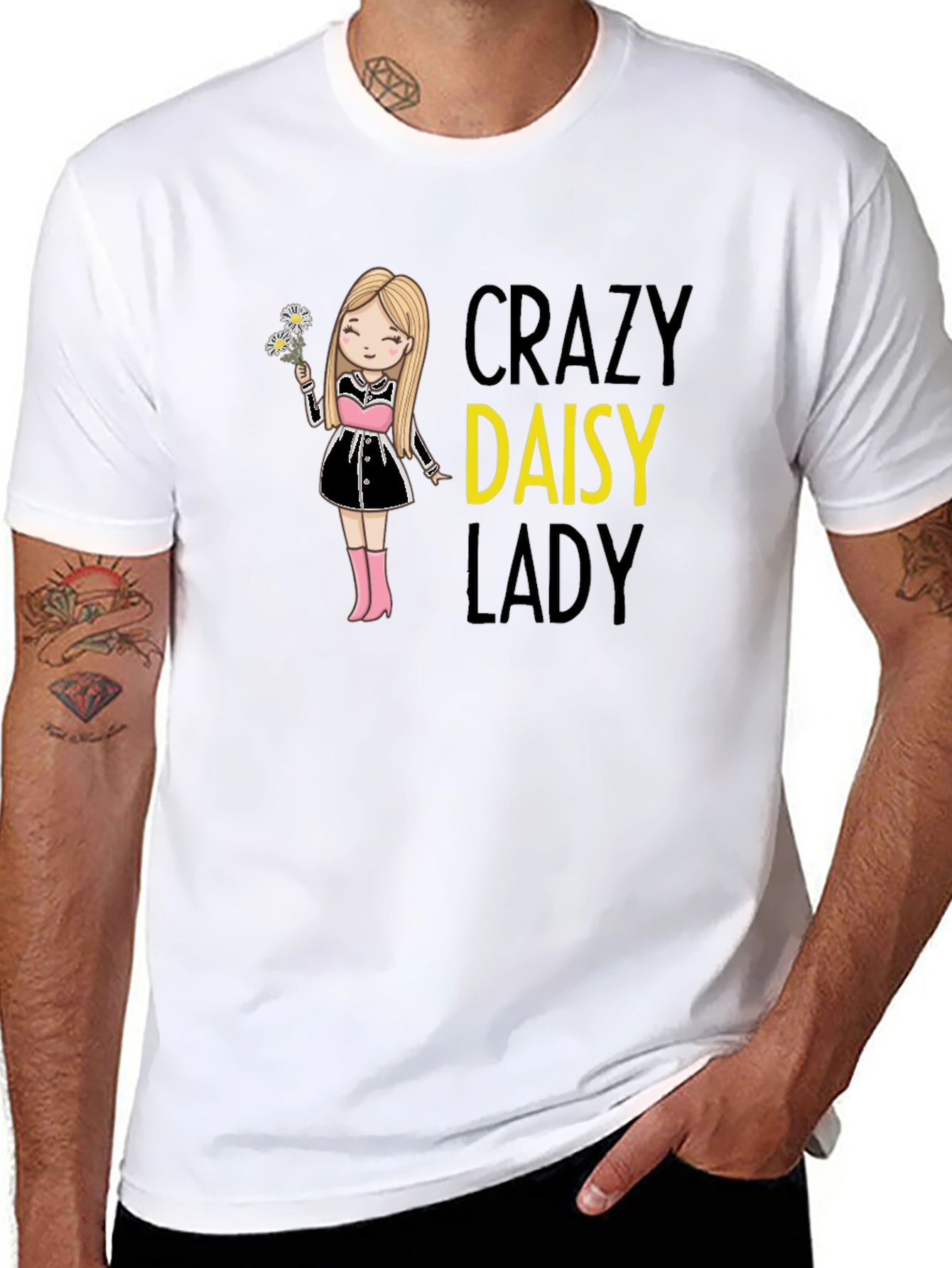 Crazy Daisy Lady Black T-Shirt