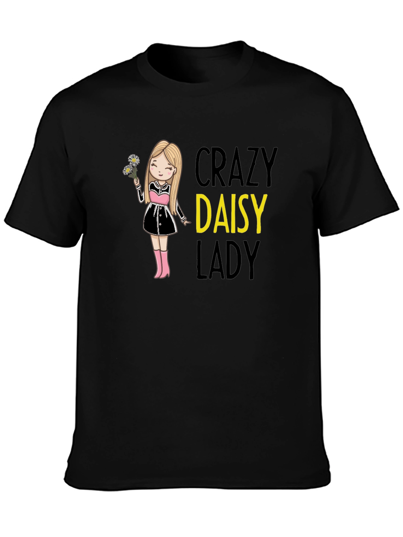 Crazy Daisy Lady Black T-Shirt