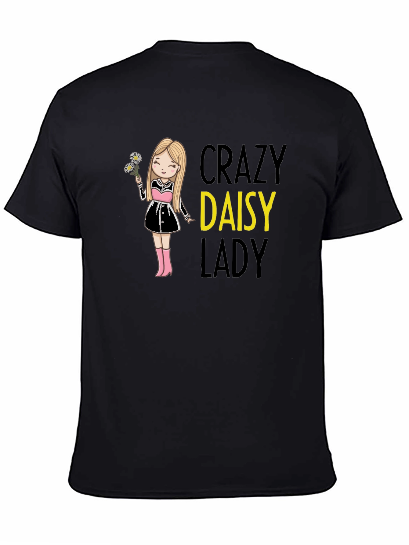 Crazy Daisy Lady Black T-Shirt