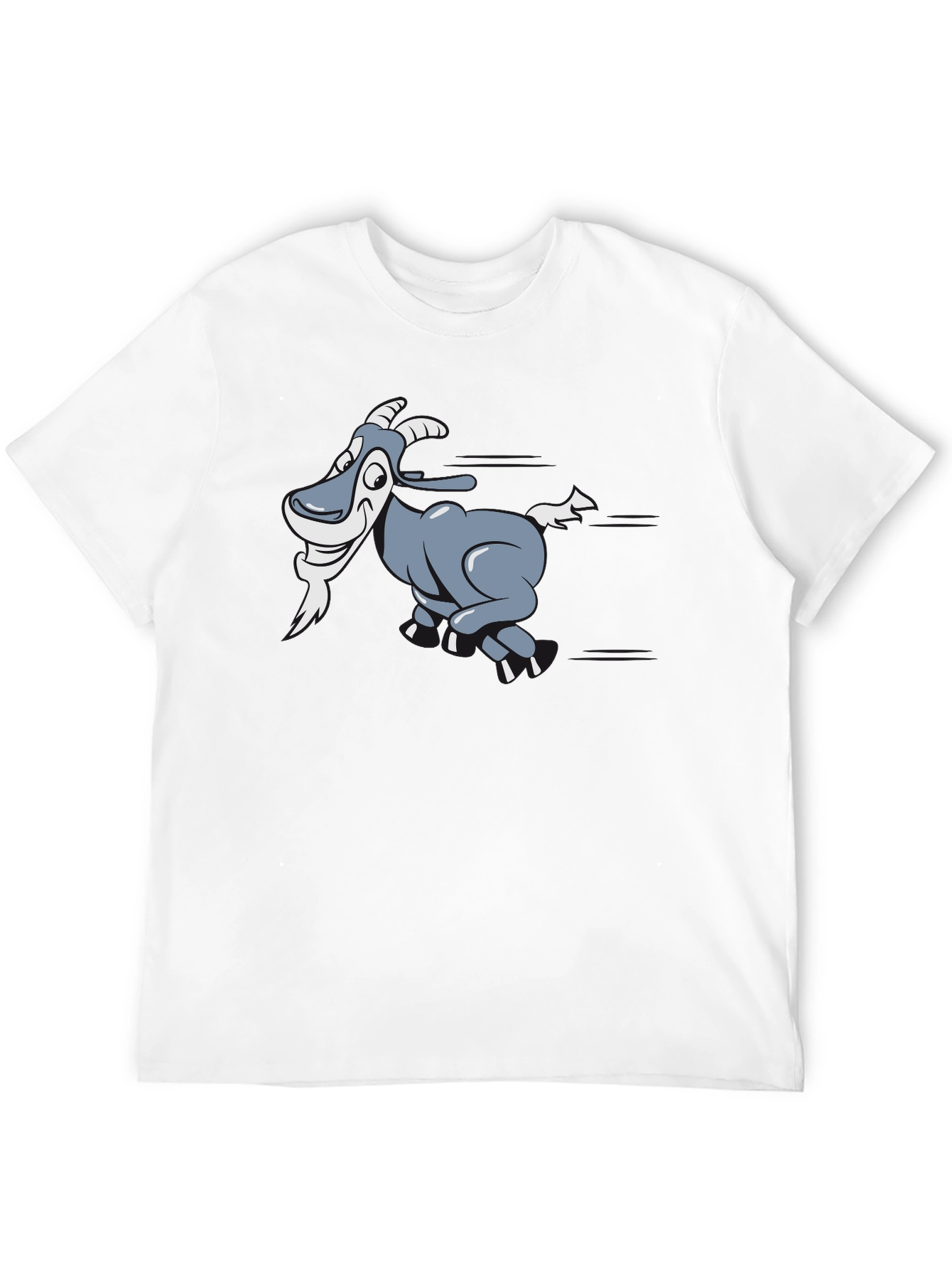 Cartoon Goat Graphic T-Shirt - Black Cotton Tee