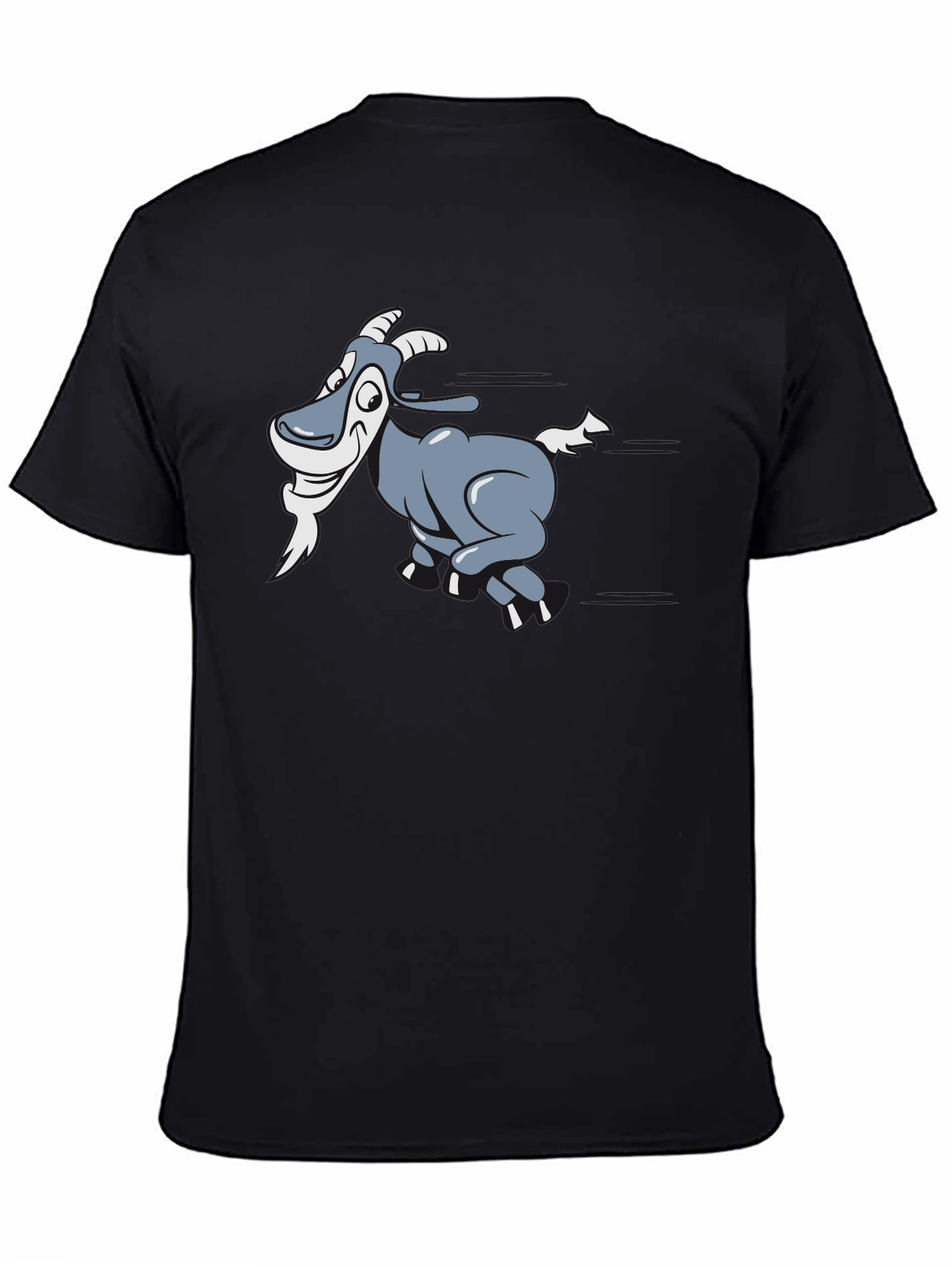 Cartoon Goat Graphic T-Shirt - Black Cotton Tee