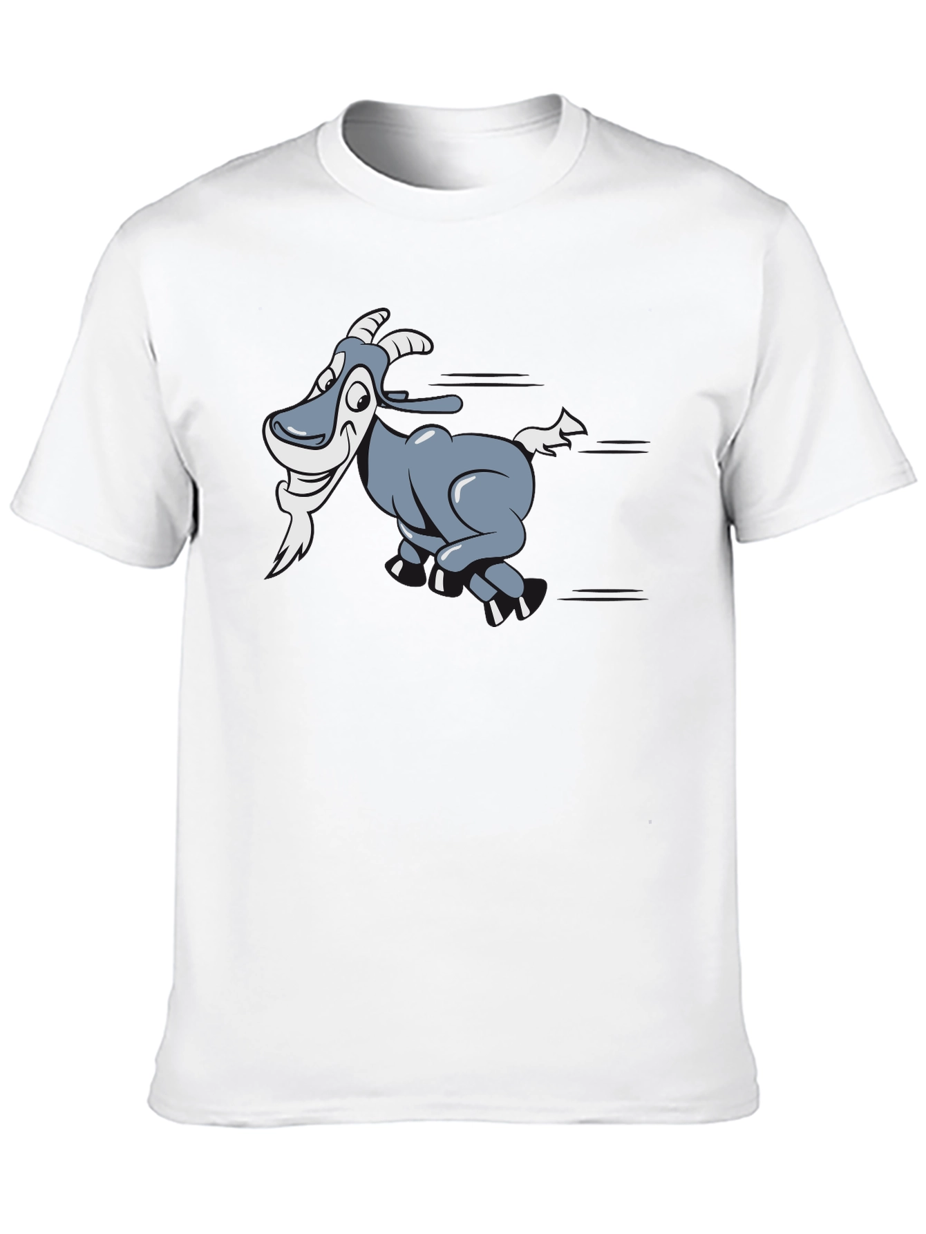 Cartoon Goat Graphic T-Shirt - Black Cotton Tee