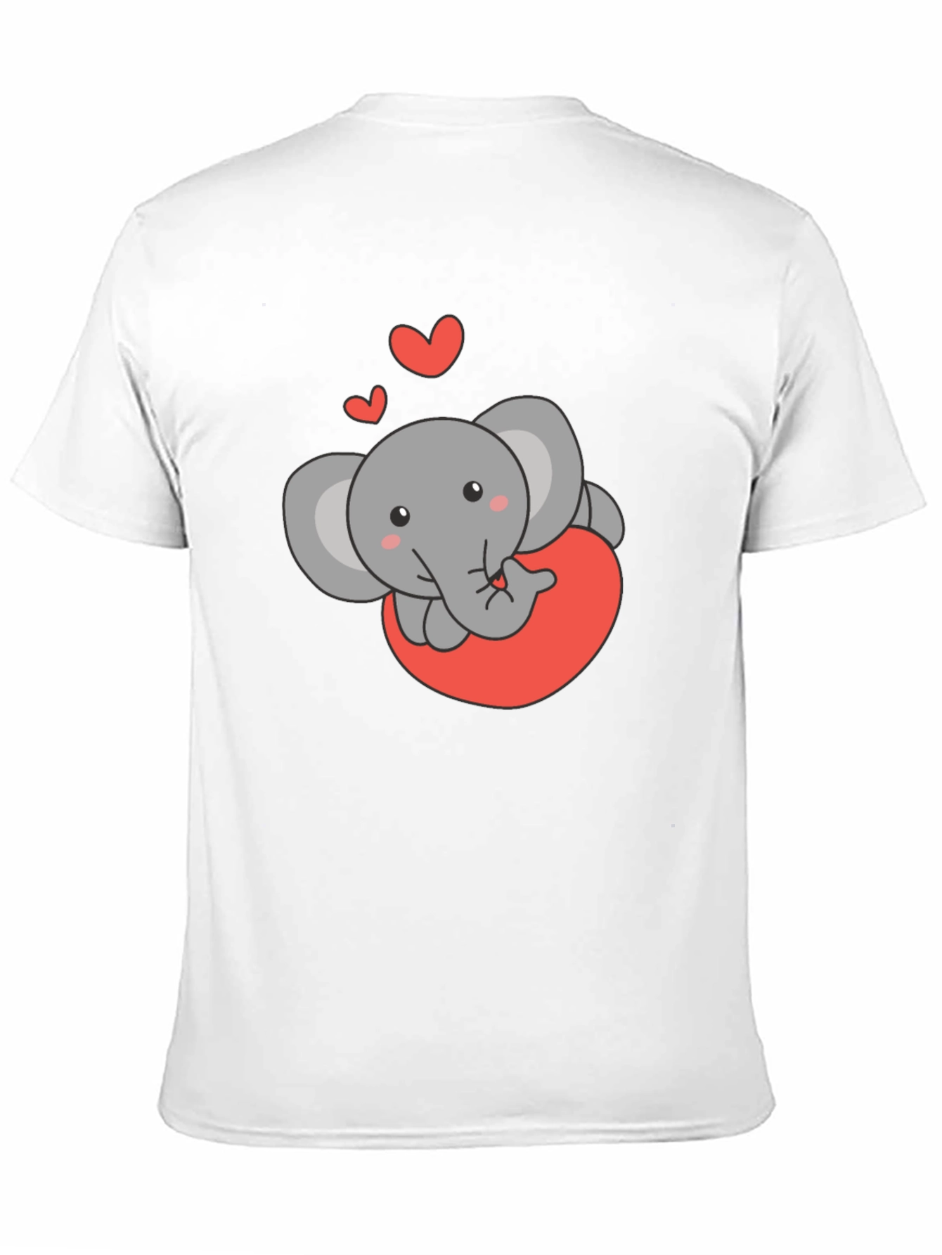Cute Elephant Love Heart Black T-Shirt