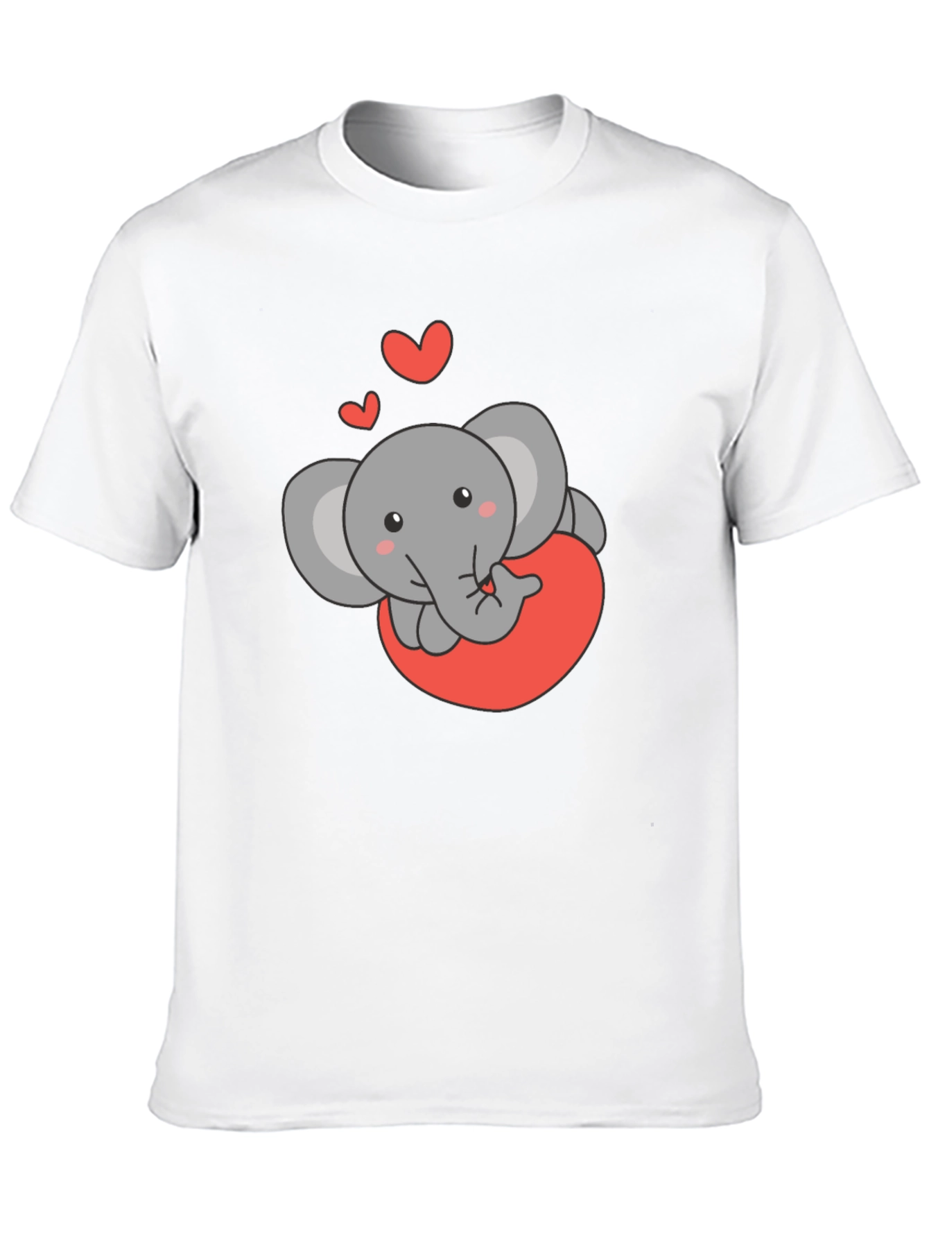 Cute Elephant Love Heart Black T-Shirt