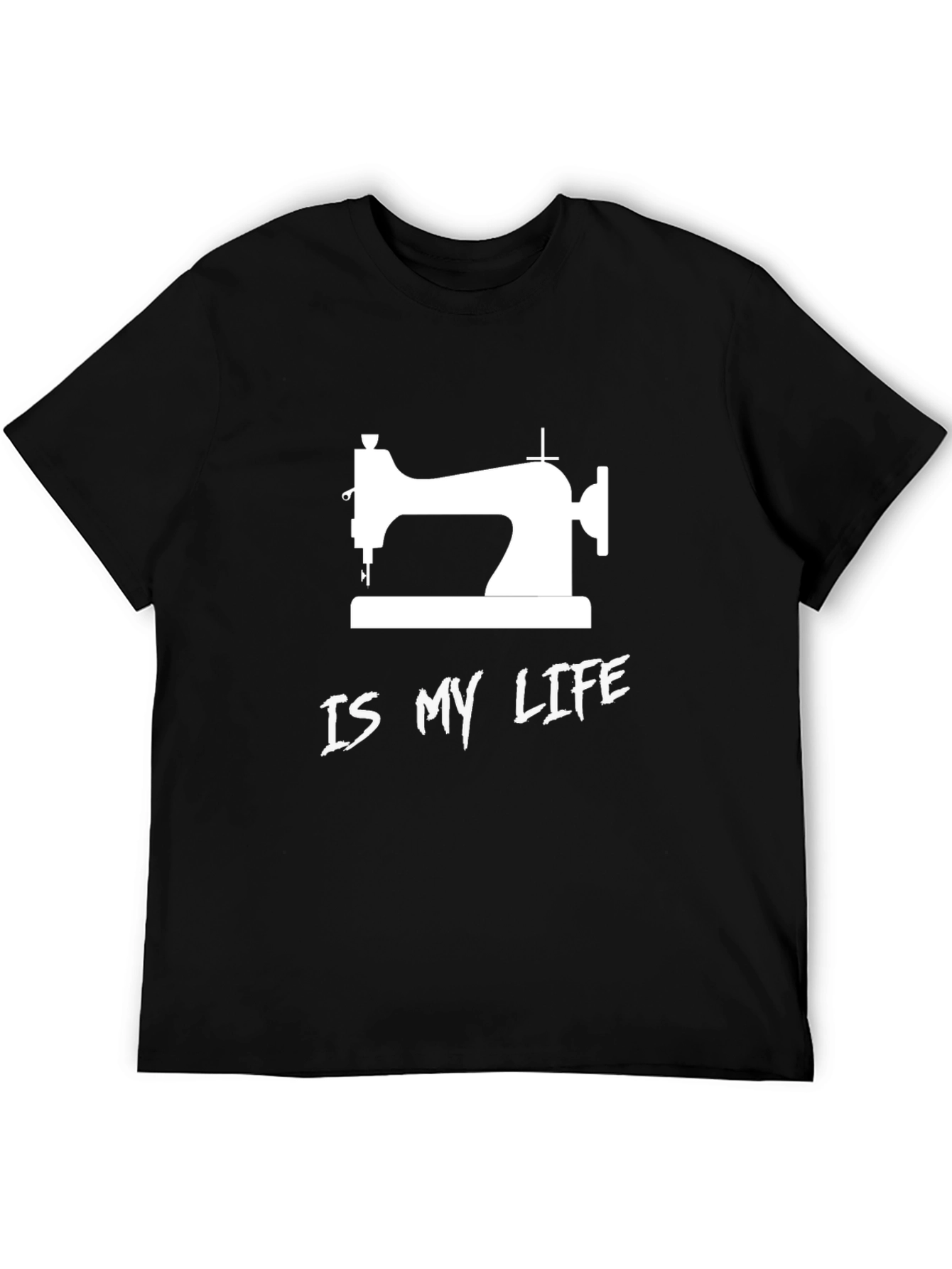 Sewing Machine Life Graphic Tee - Black Cotton T-Shirt