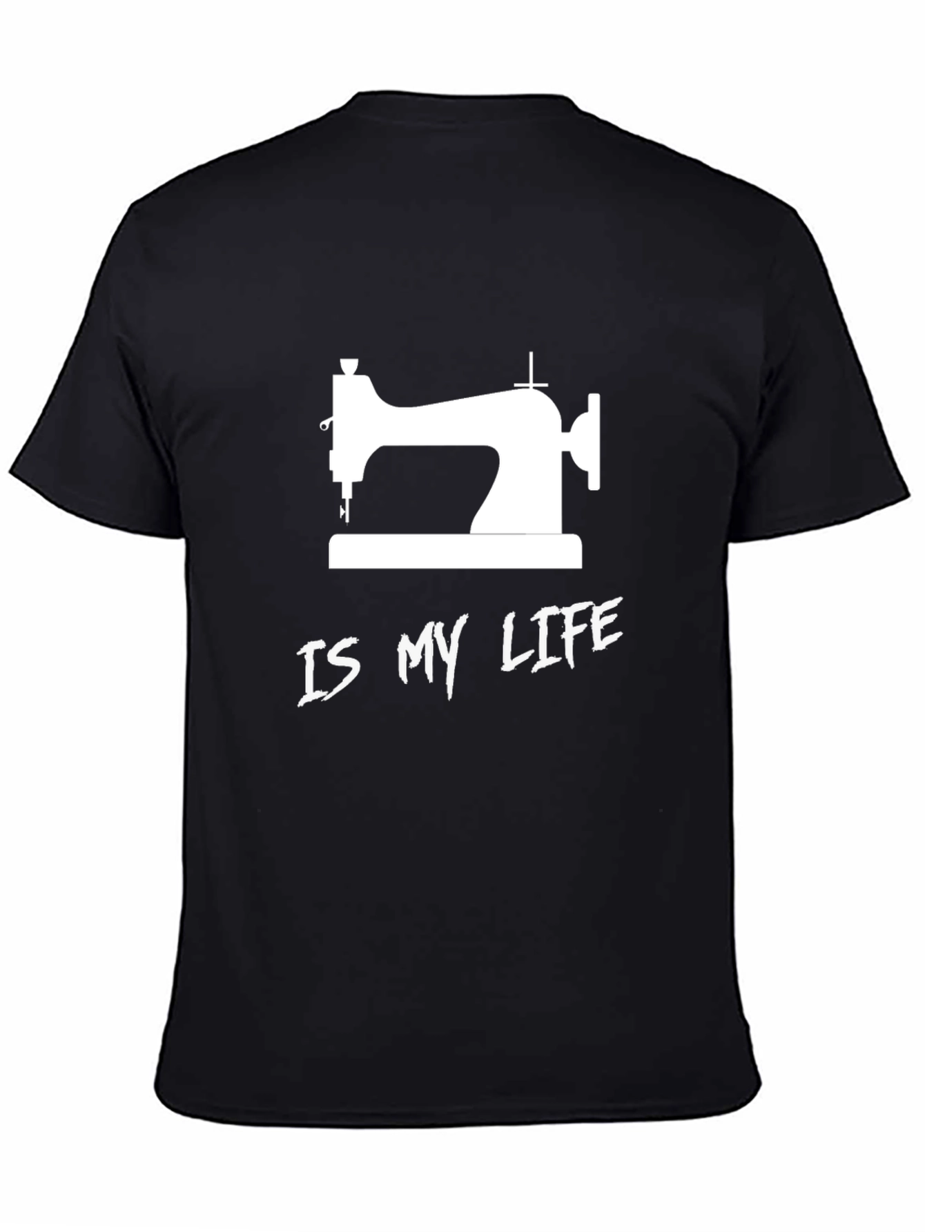 Sewing Machine Life Graphic Tee - Black Cotton T-Shirt