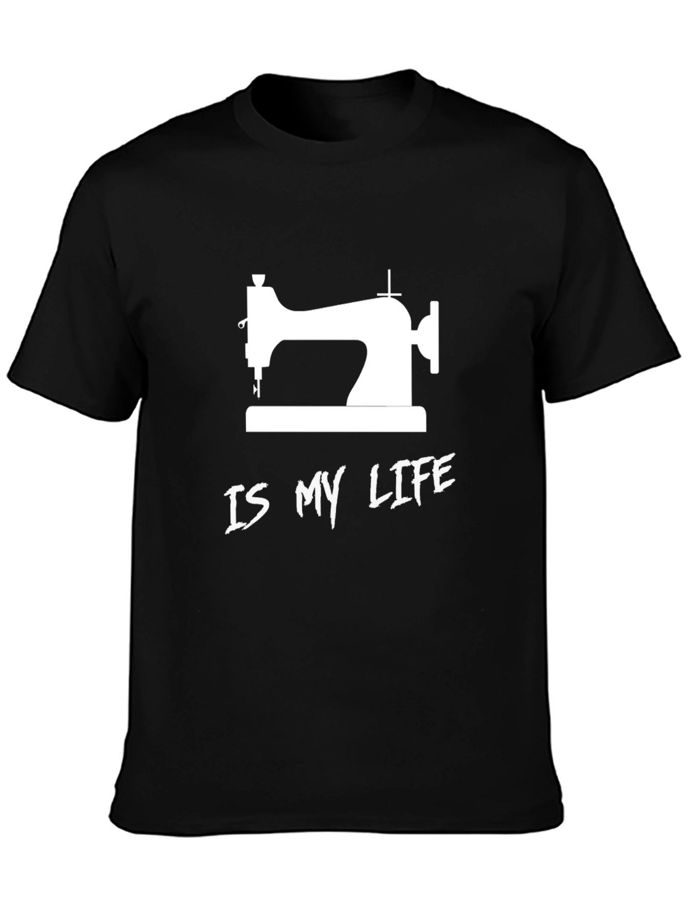Sewing Machine Life Graphic Tee - Black Cotton T-Shirt