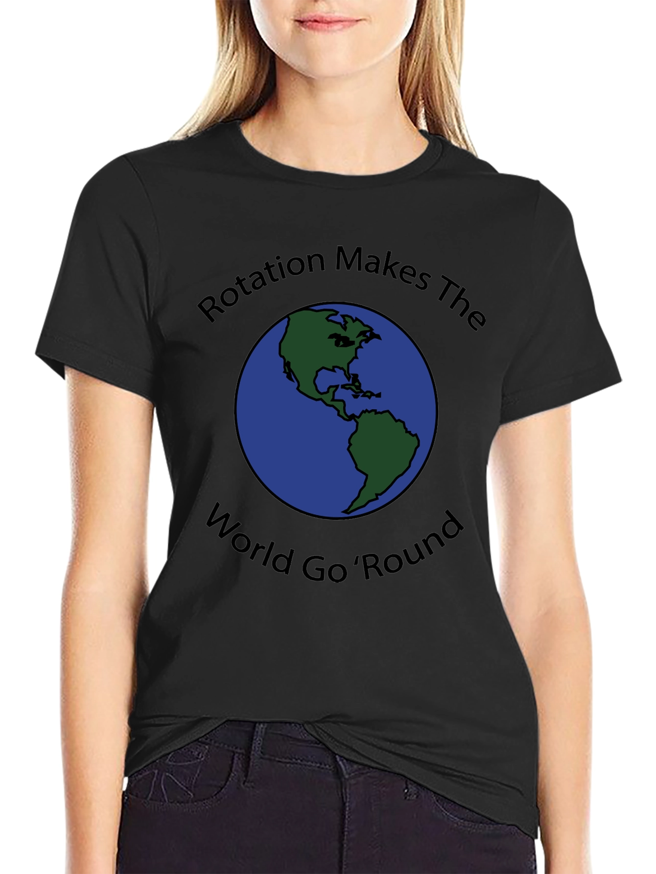Rotation Makes the World Go Round Black T-Shirt