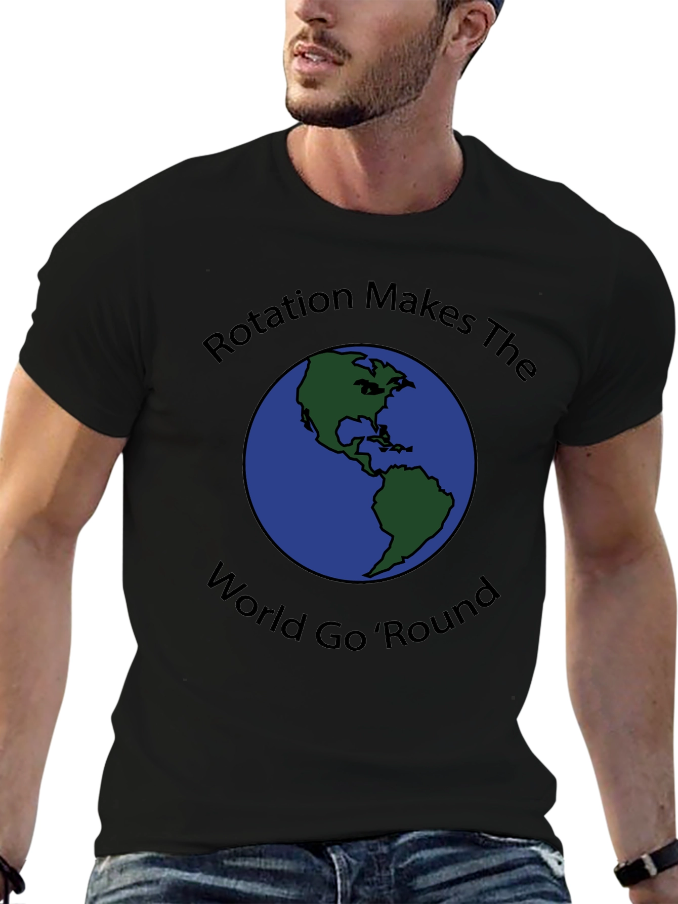 Rotation Makes the World Go Round Black T-Shirt
