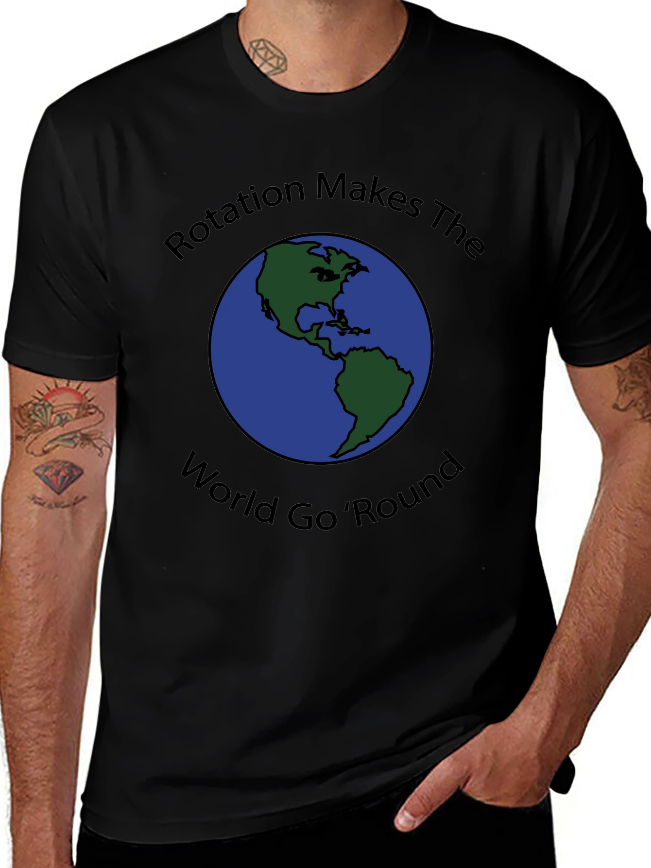 Rotation Makes the World Go Round Black T-Shirt