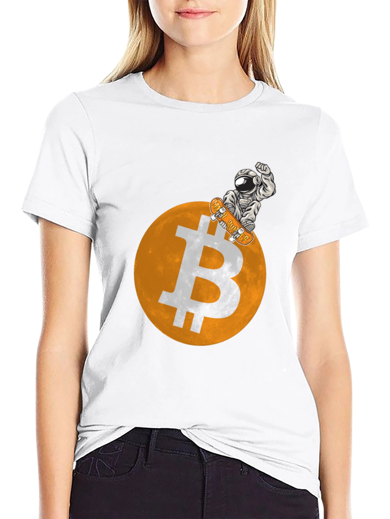Bitcoin Astronaut Skateboarder Graphic Tee